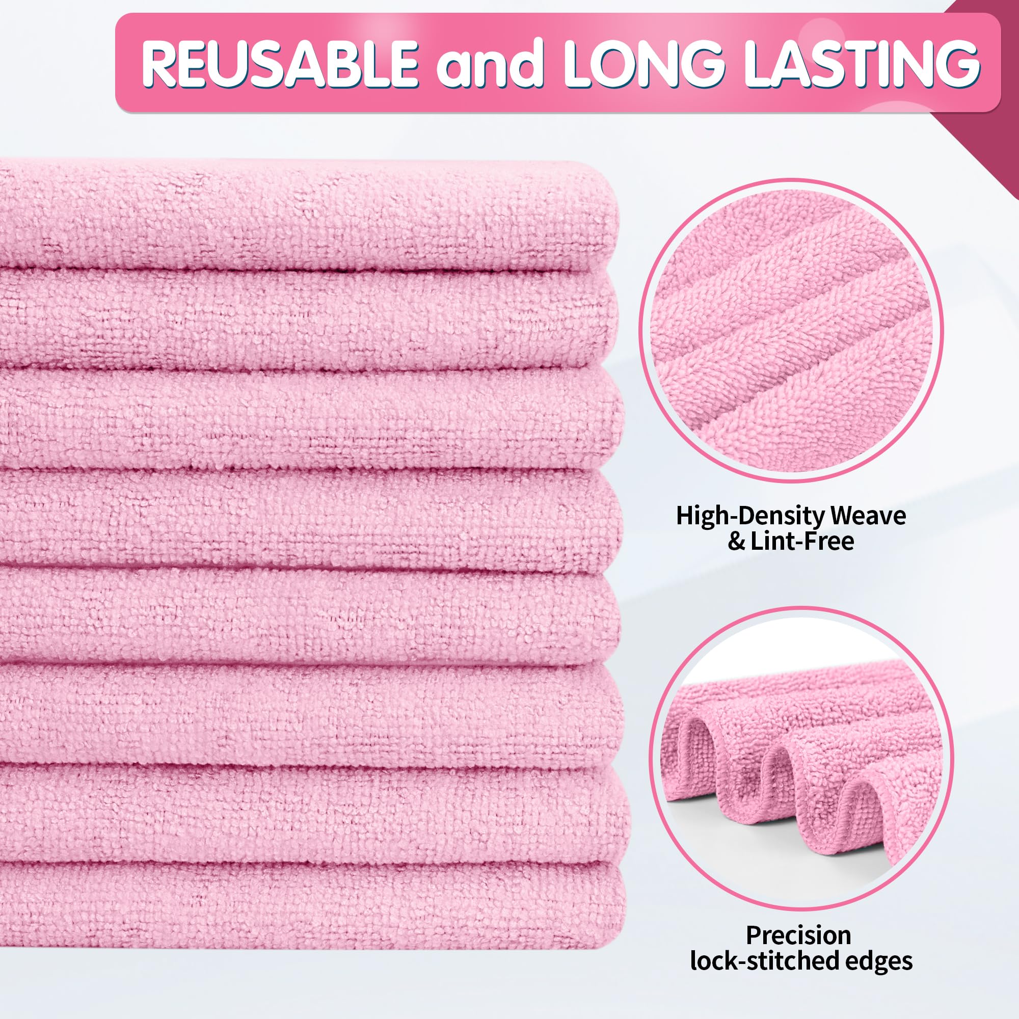 Pink Microfiber Cleaning Cloth (12 Count)