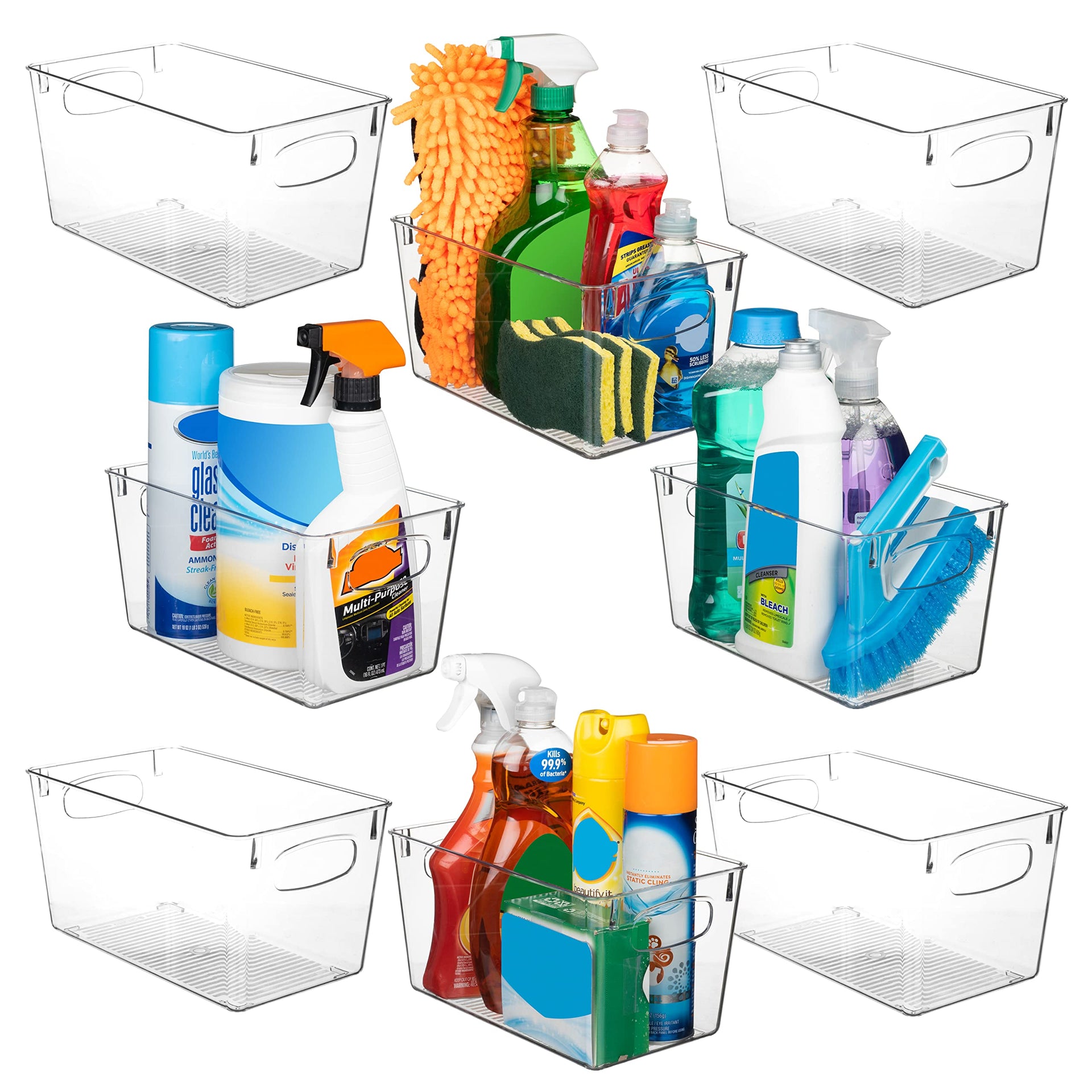 Clear Plastic Storage Bins (8 Count)