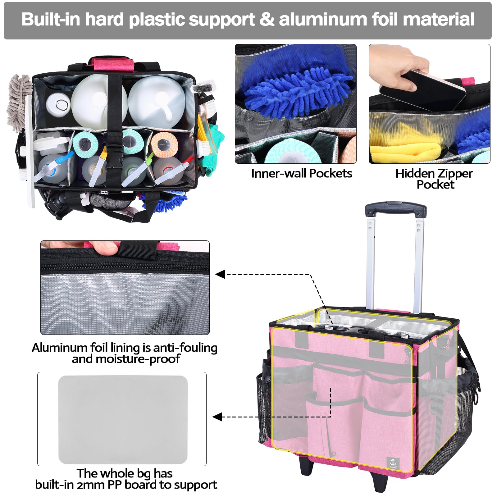 Rolling Cleaning Caddy Bag Built