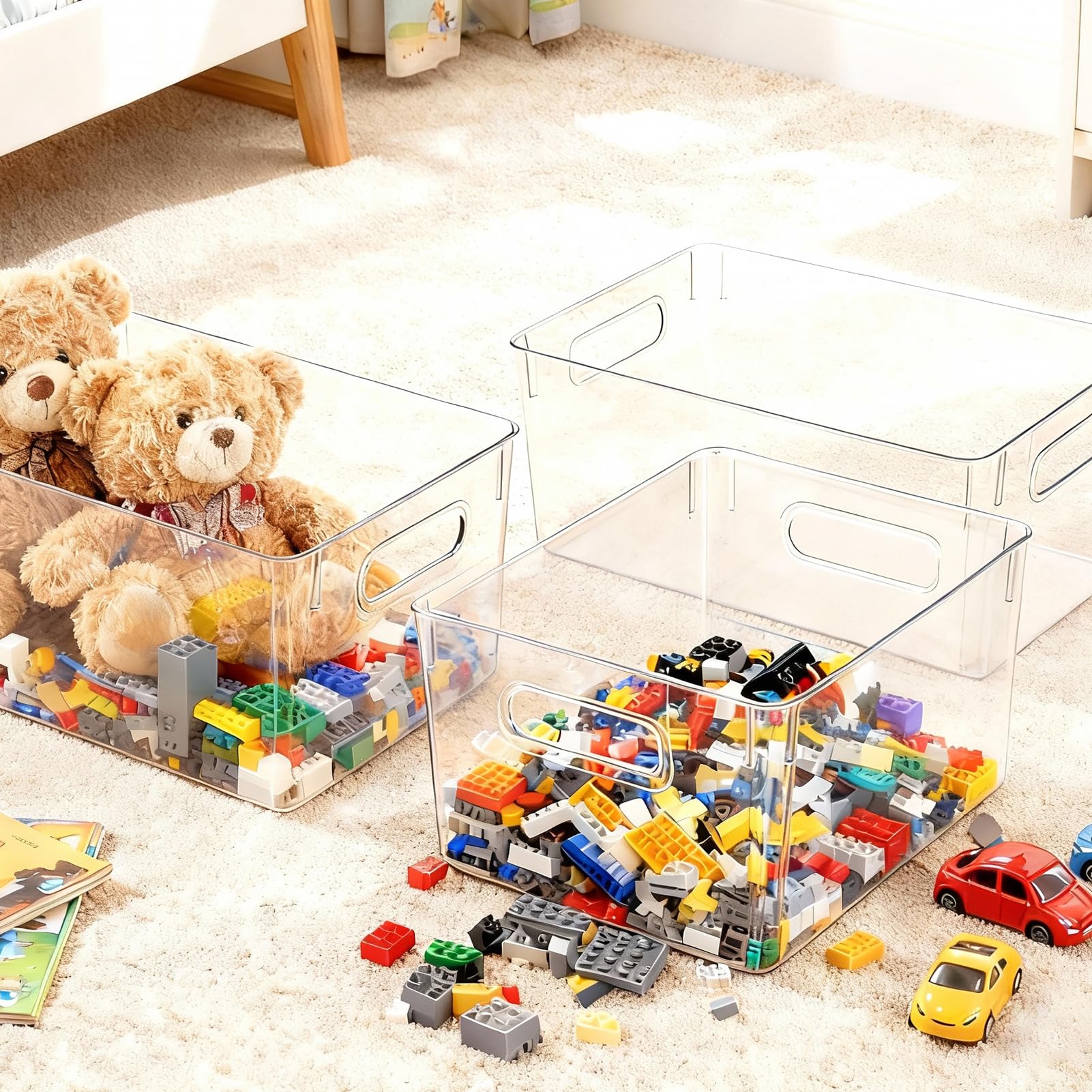 Clear Plastic Storage Bins (4 Count)