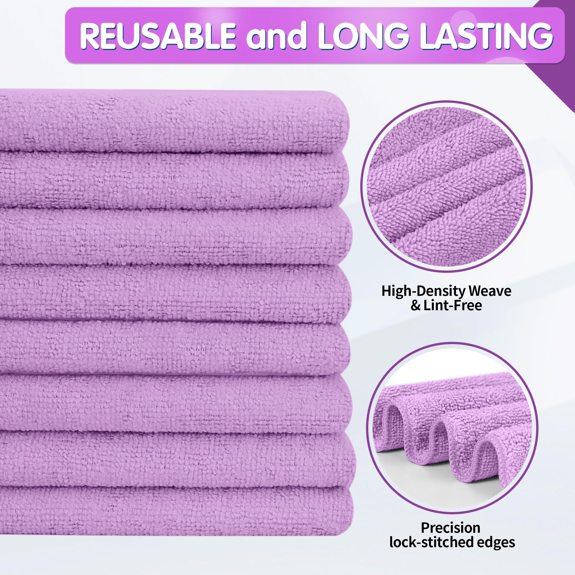 Purple Microfiber Cleaning Cloth (8 Count)