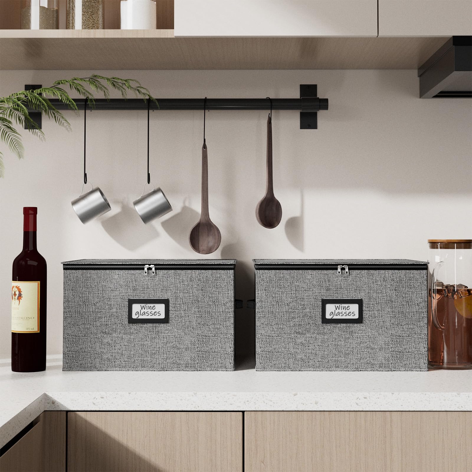Wine Glass Storage Box with Dividers