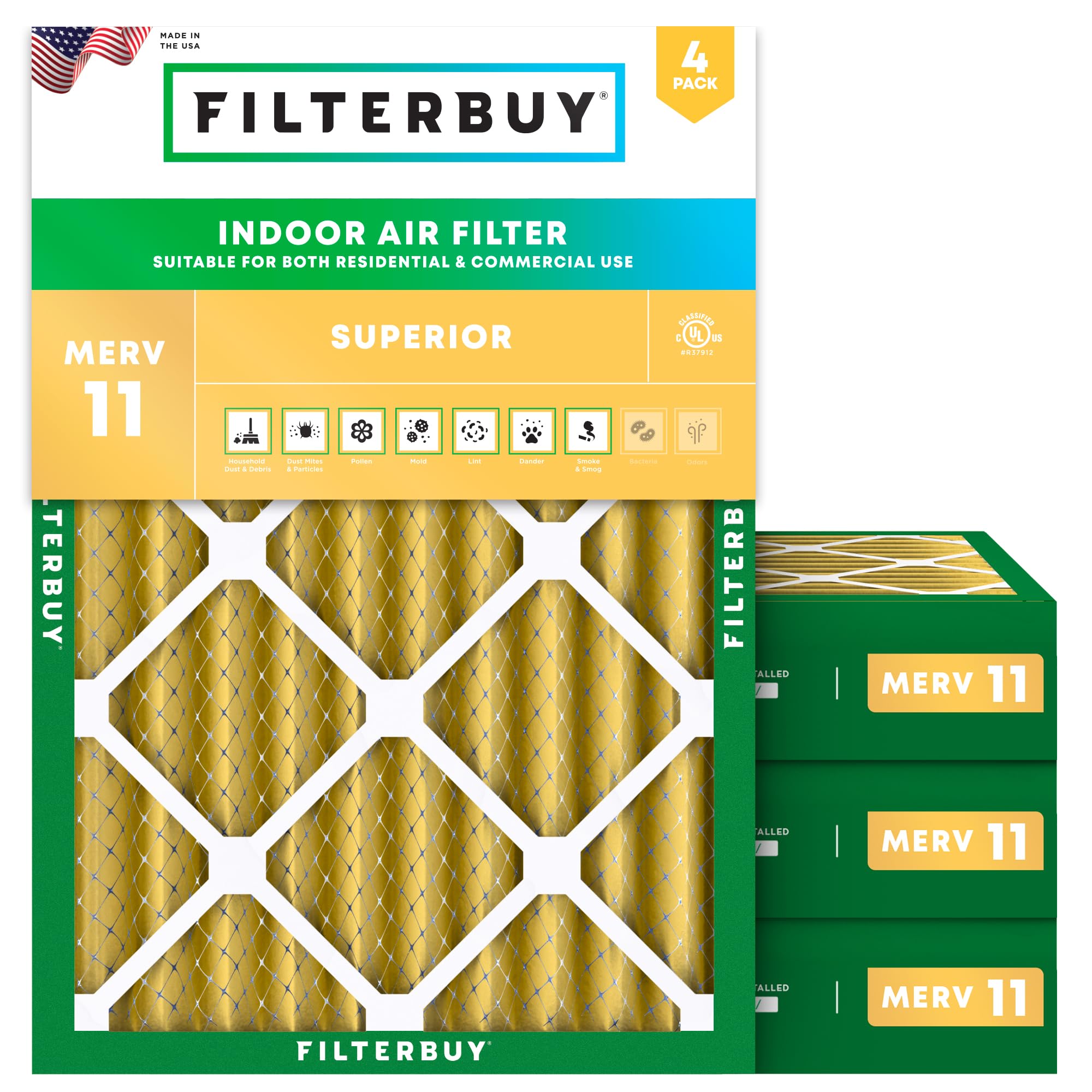 20x23x4 Air Filter MERV 11 Pet & Allergy Defense (4 Count)