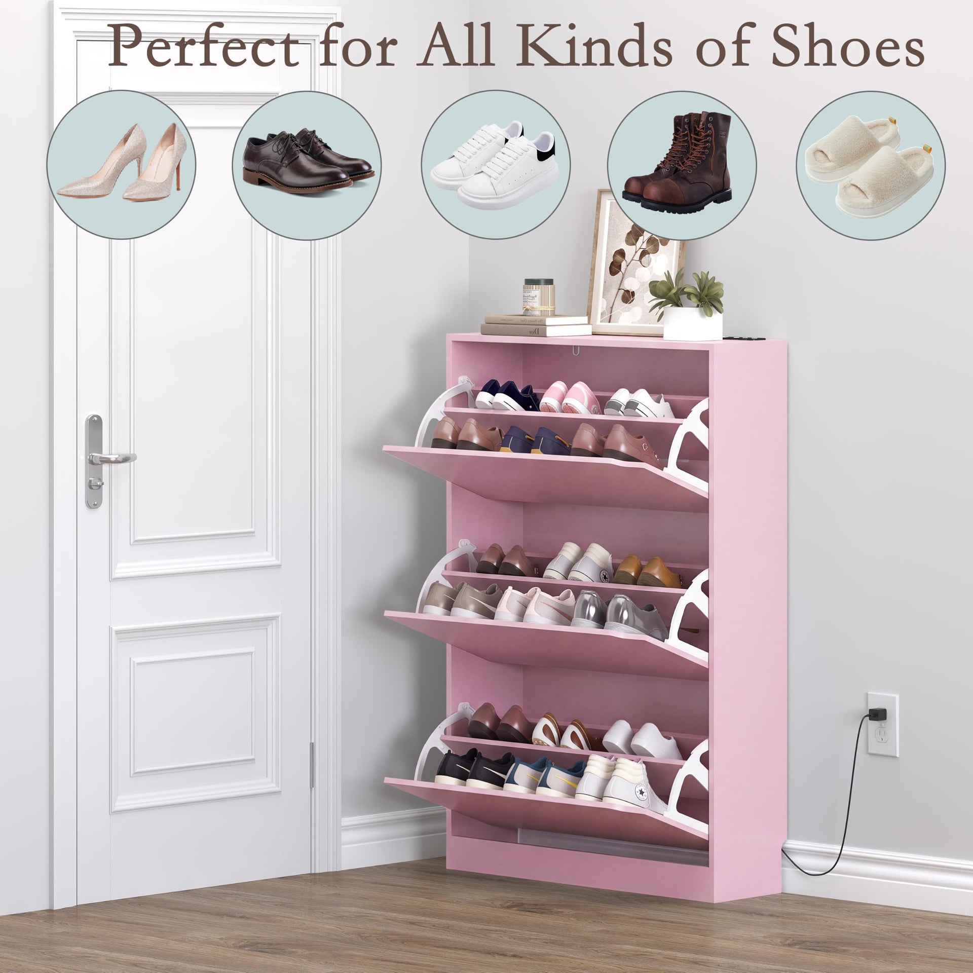 Shoe Cabinet with Odor Control and Back Panels
