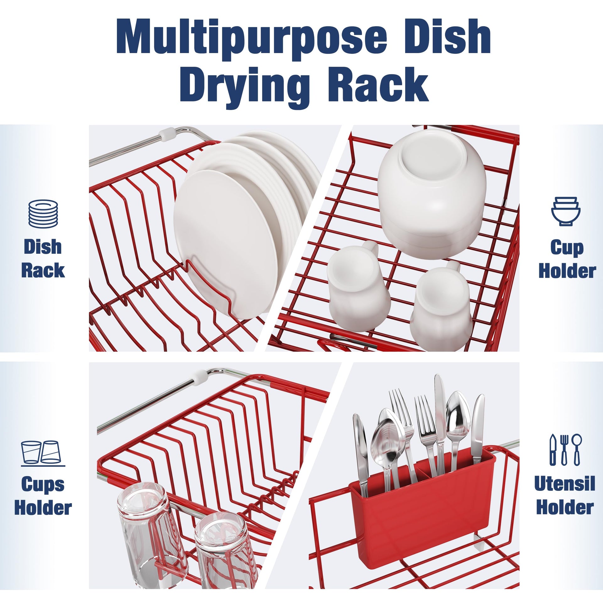 Red Dish Drying Rack in Sink
