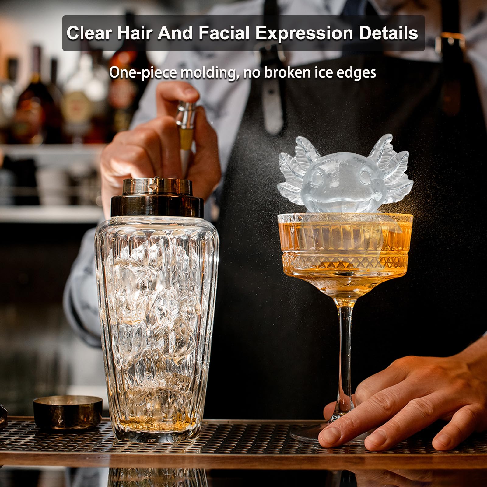3D Axolotl Ice Cube Silicone Molds Tray for Whiskey (2 Count)