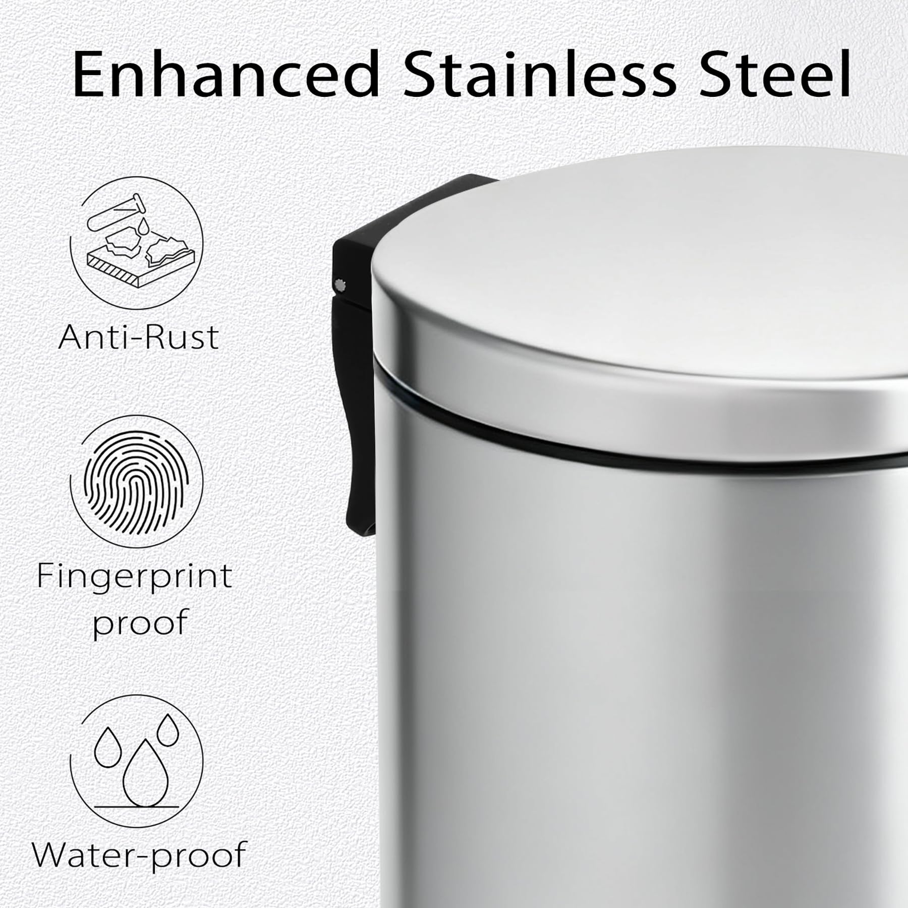 Small Bathroom Trash Can with Lid Soft Close
