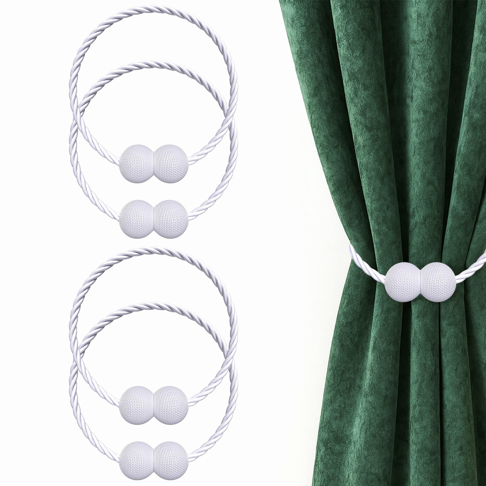 Magnetic Curtain Tiebacks White 4 Pack