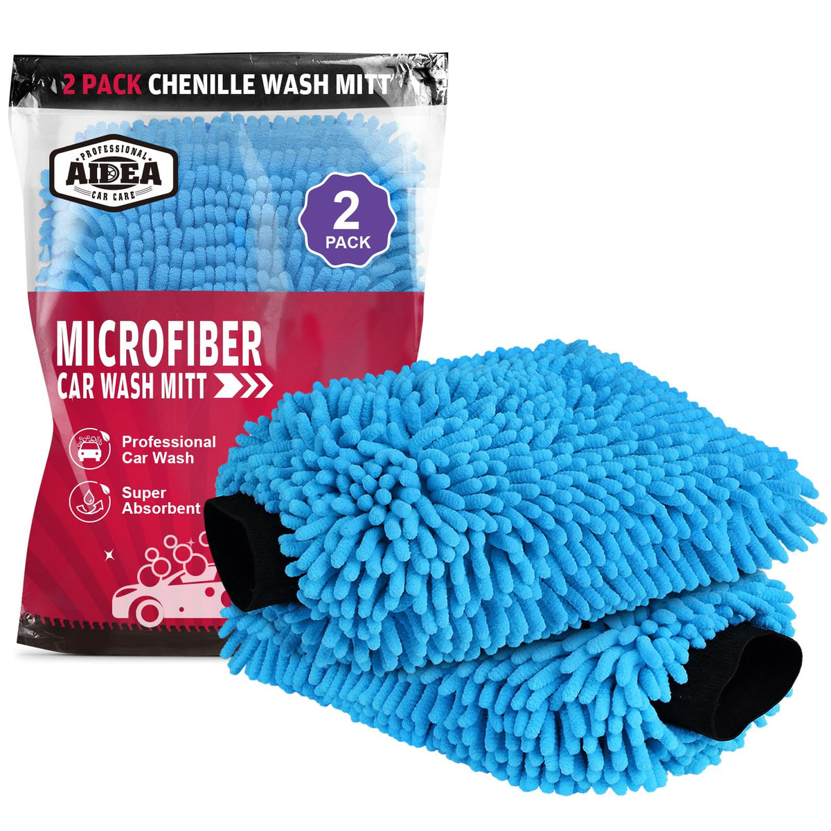 Car Wash Mitt Microfiber (2 Count)