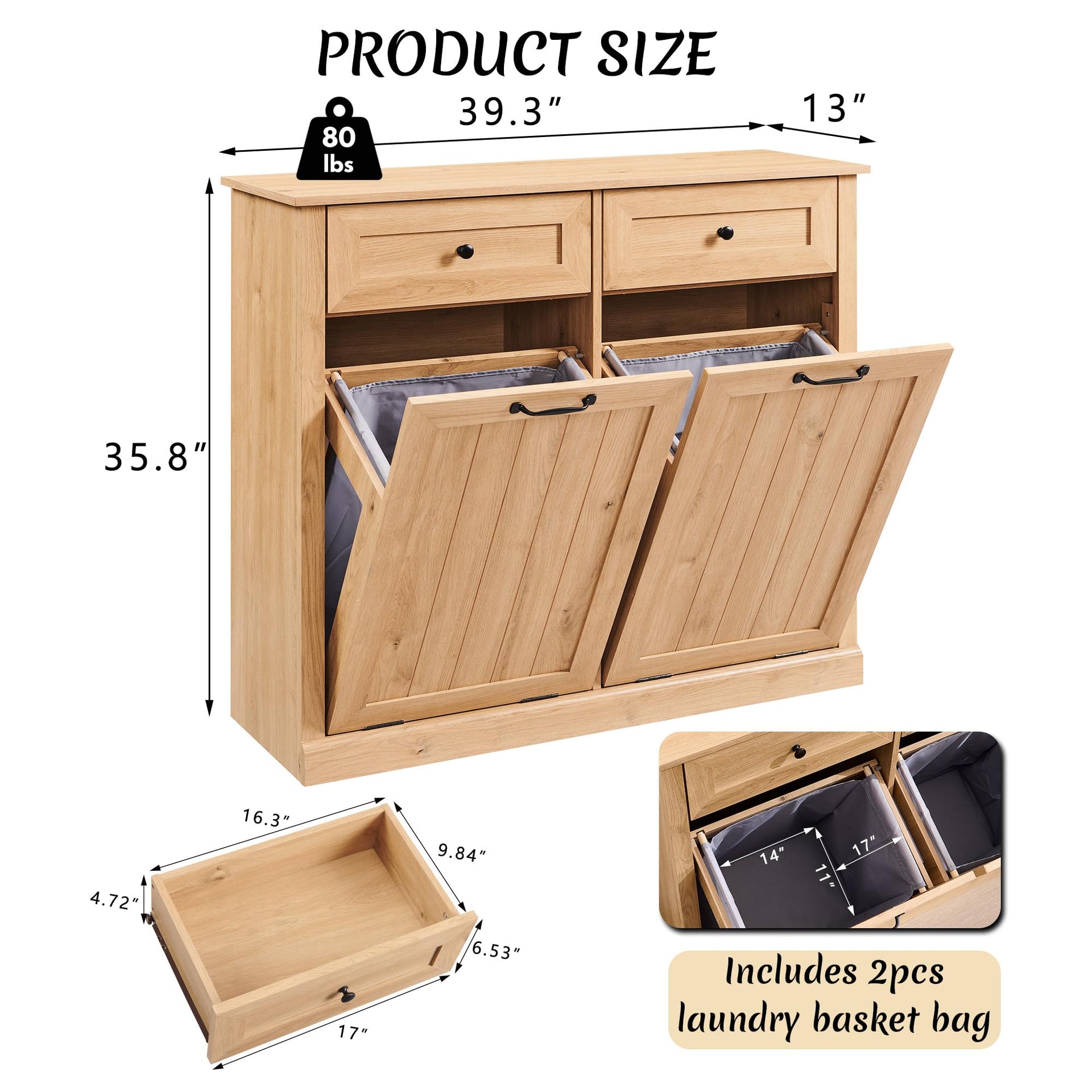 Double Tilt Out Laundry Hamper Cabinet