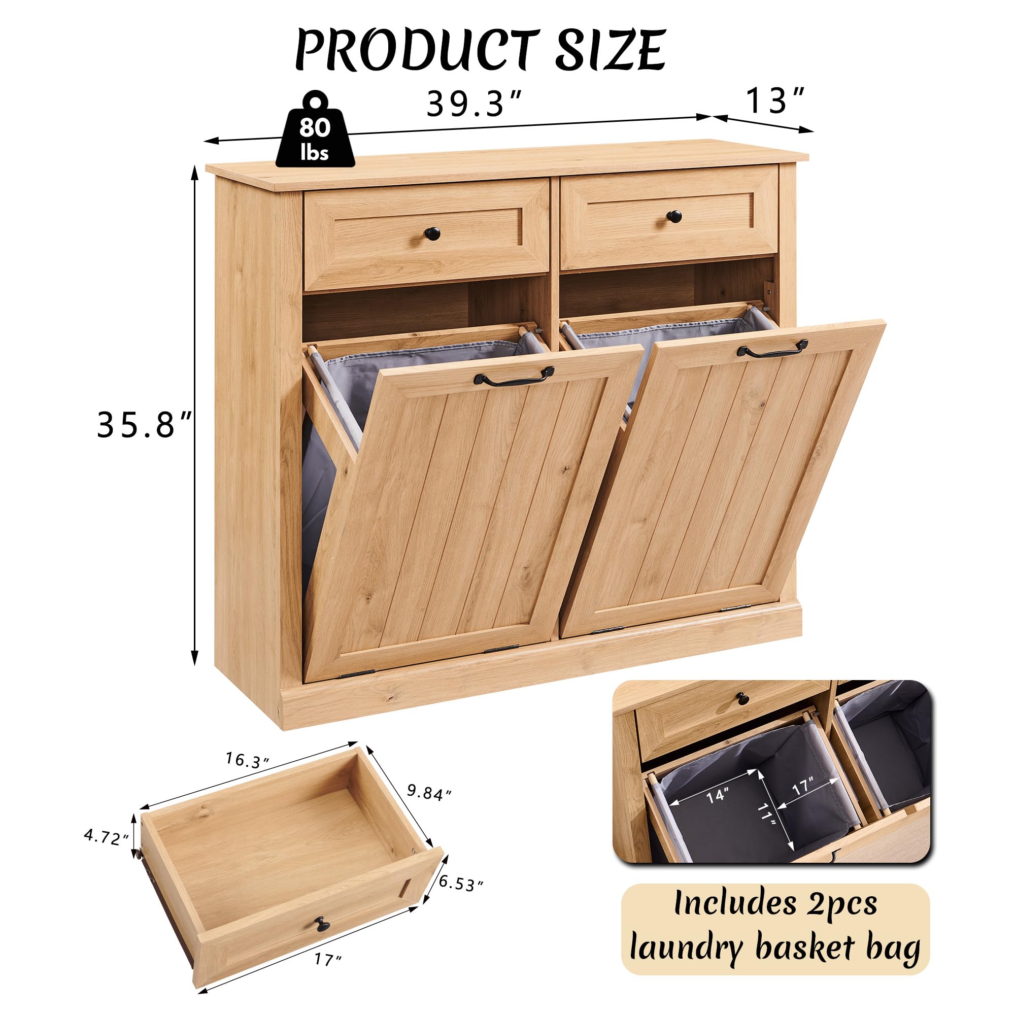 Double Tilt Out Laundry Hamper Cabinet