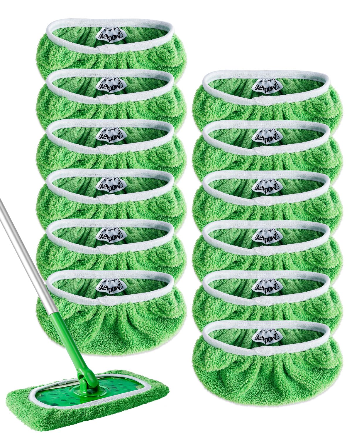 12 Pack Reusable Mop Pads Compatible with Swiffer Sweeper (12 Count)