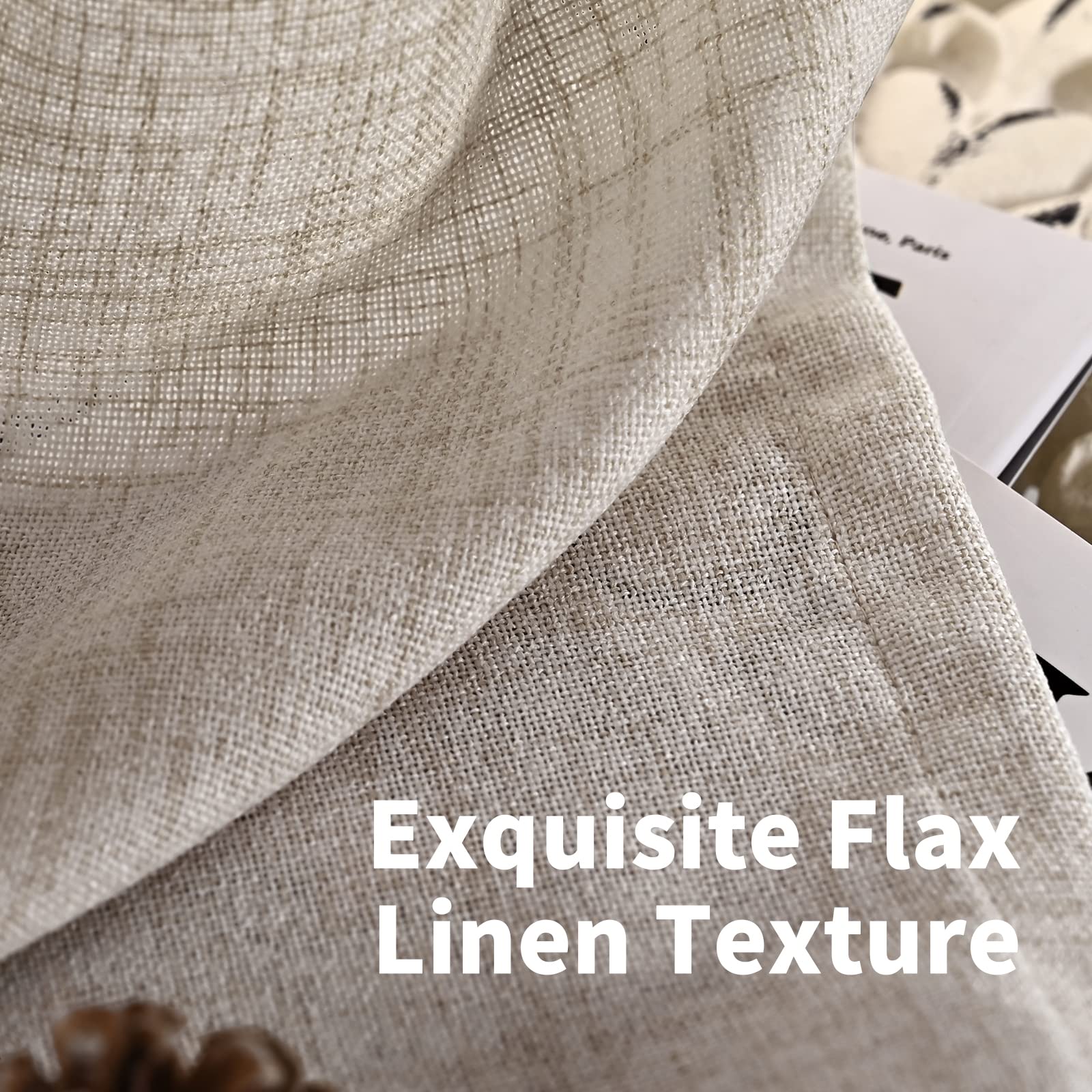 Linen Semi Sheer Curtains 78 Inch Length for Living Room (2 Count)