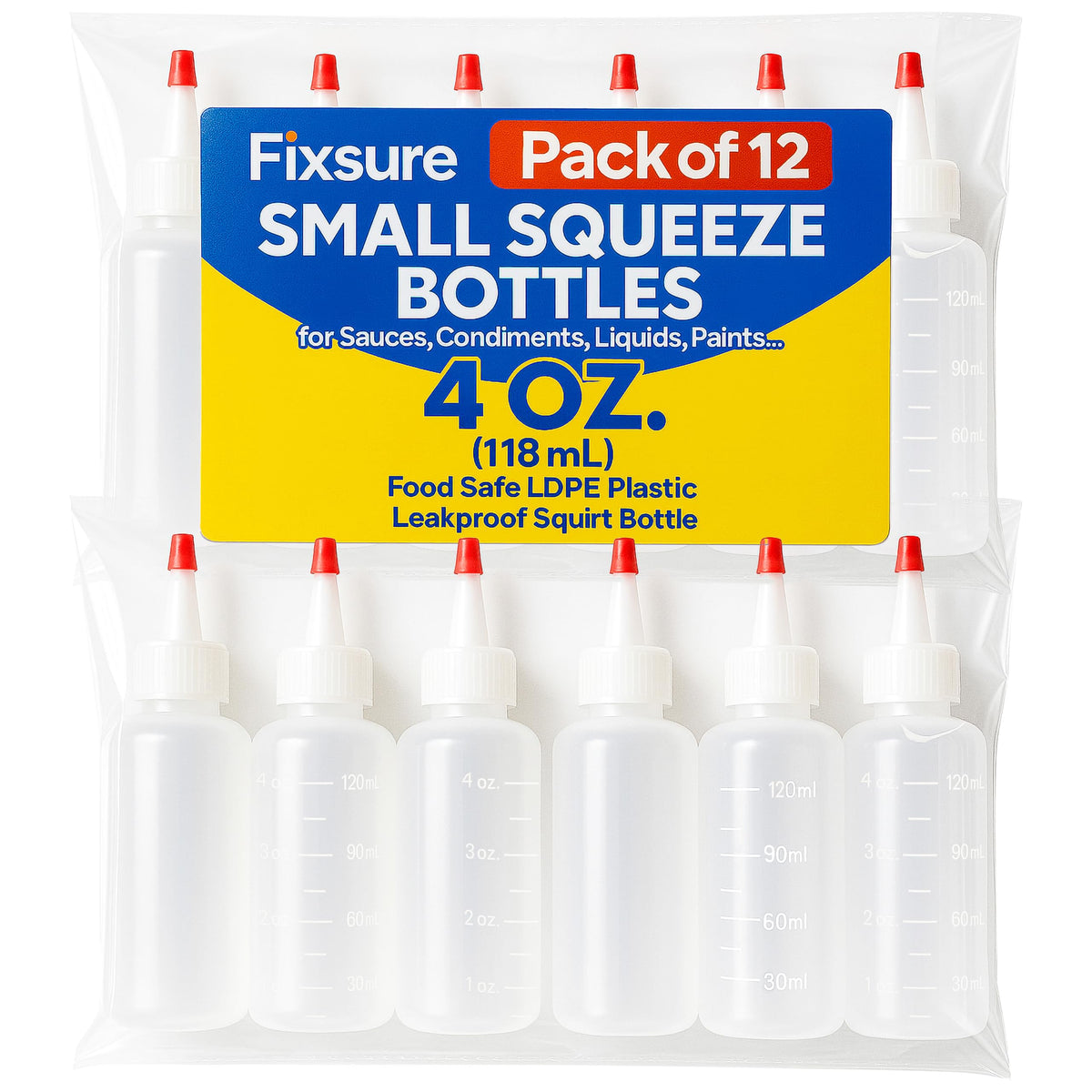 Plastic Squeeze Bottles with Red Tip Cap