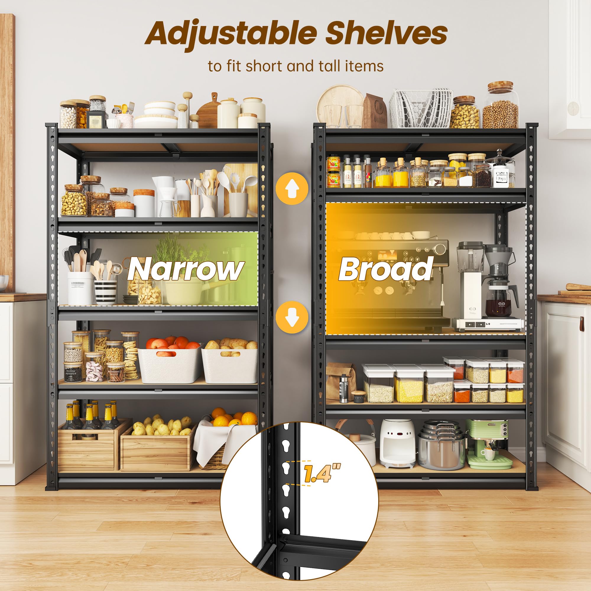 Storage Rack 60.01" H x 28.01" W x 14.01" D Shelves for Closet