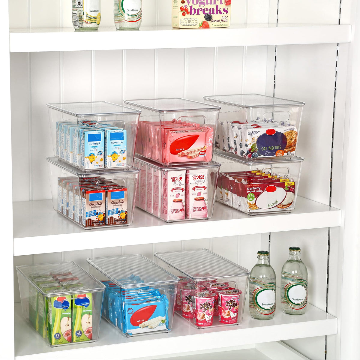 1 Pack Clear Stackable Storage Bins with Lids and Handles