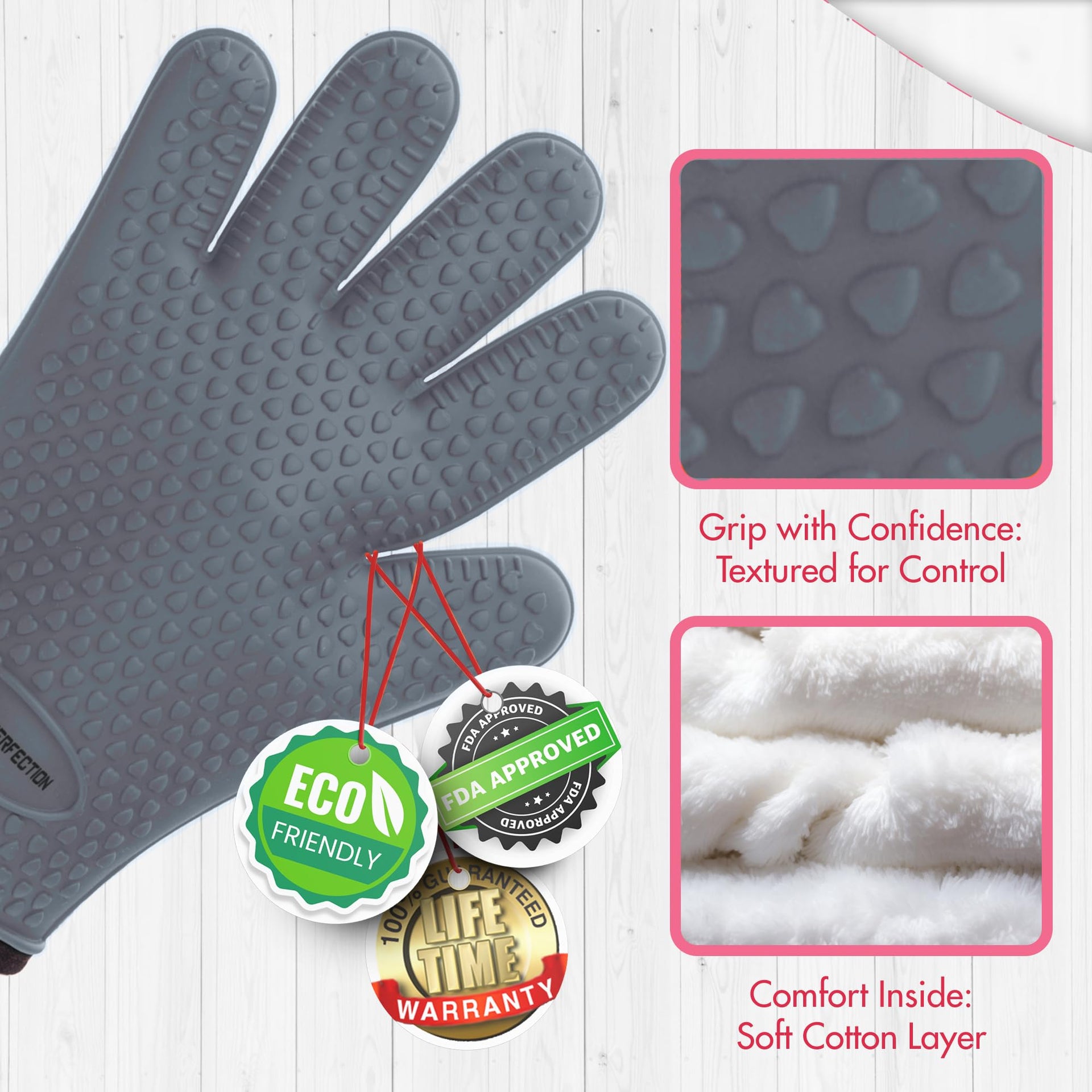 XL Silicone Smoker BBQ Gloves Heat Resistant Oven Mitts (2 Count)
