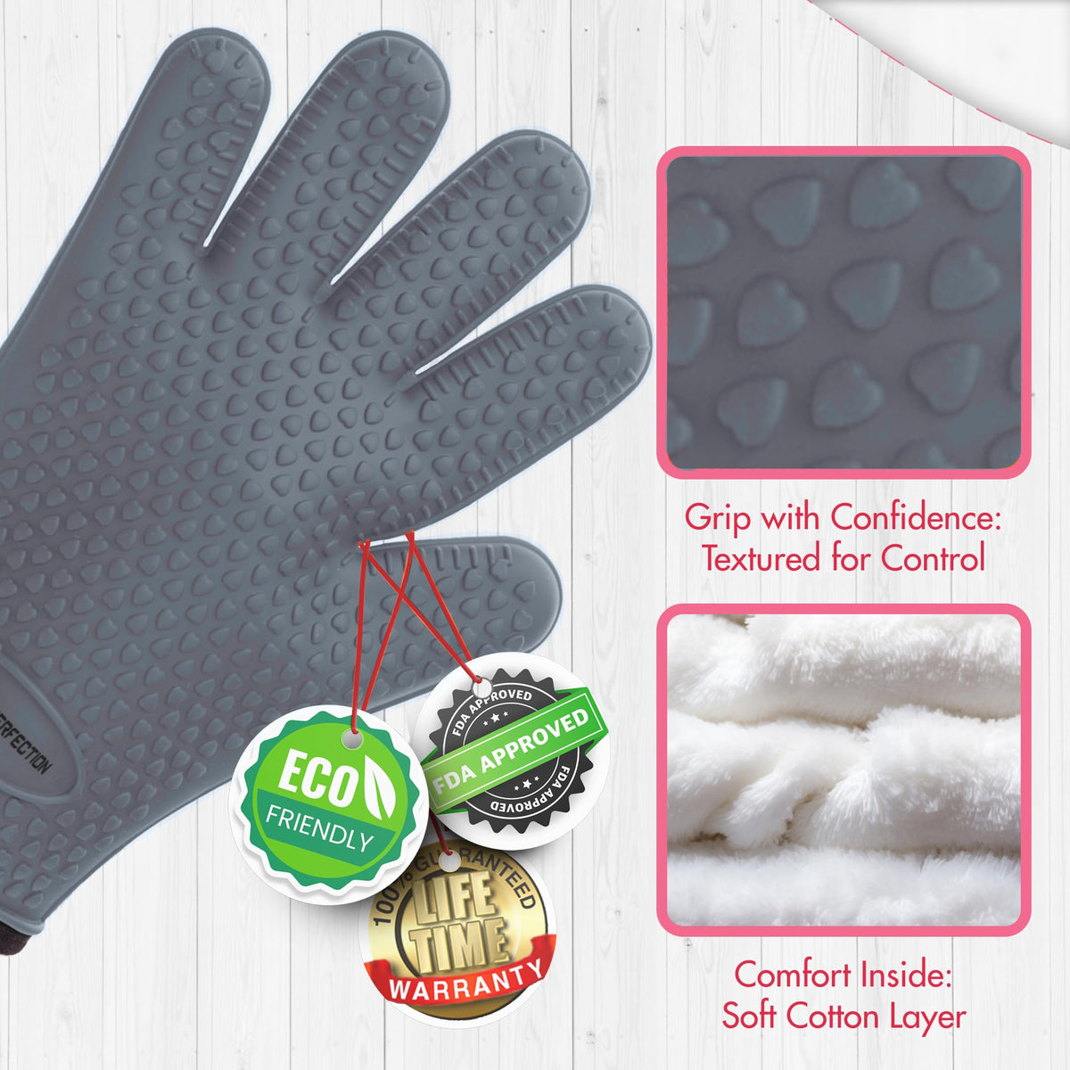 XL Silicone Smoker BBQ Gloves Heat Resistant Oven Mitts (2 Count)