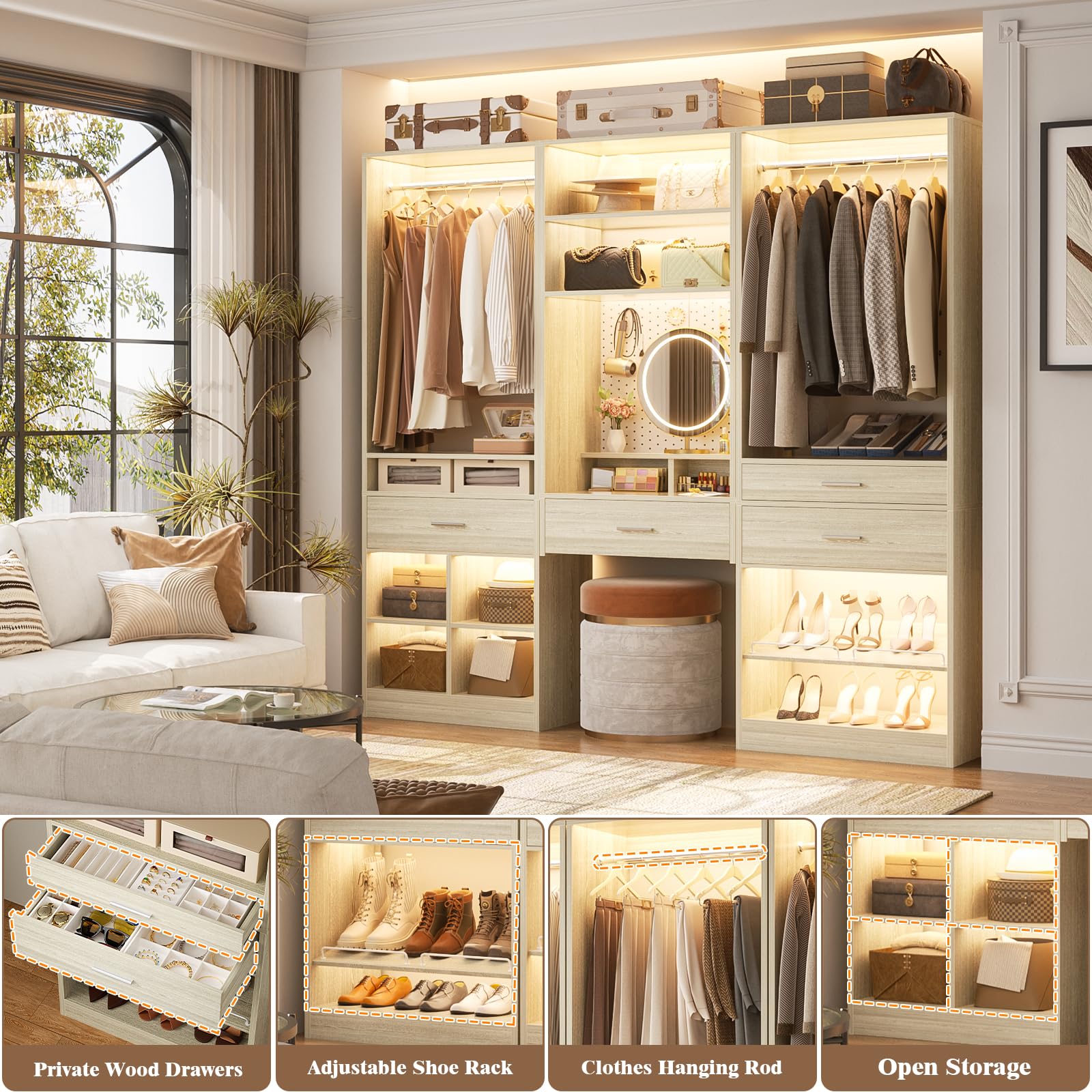 75" Modular Closet System with Magnetic Pegboard (3 Count)