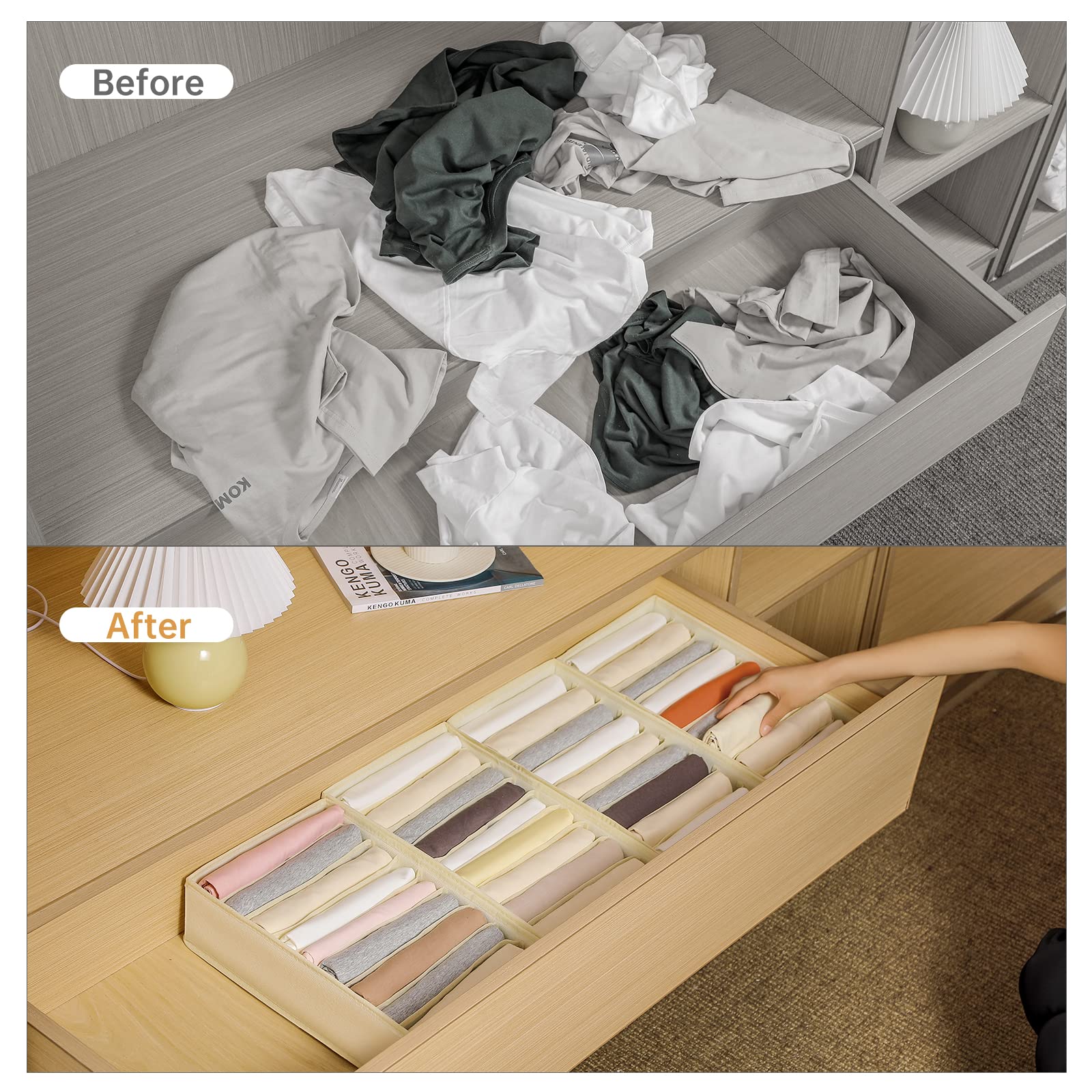 4 Packs T shirt Drawer Organizers for Clothing (4 Count)