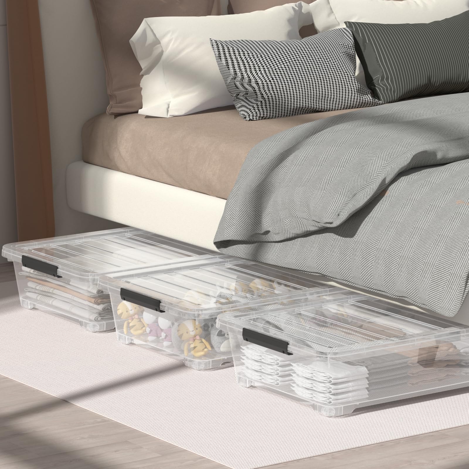 3 Packs 40 Quart Large Under Bed Storage Box Bin (3 Count)