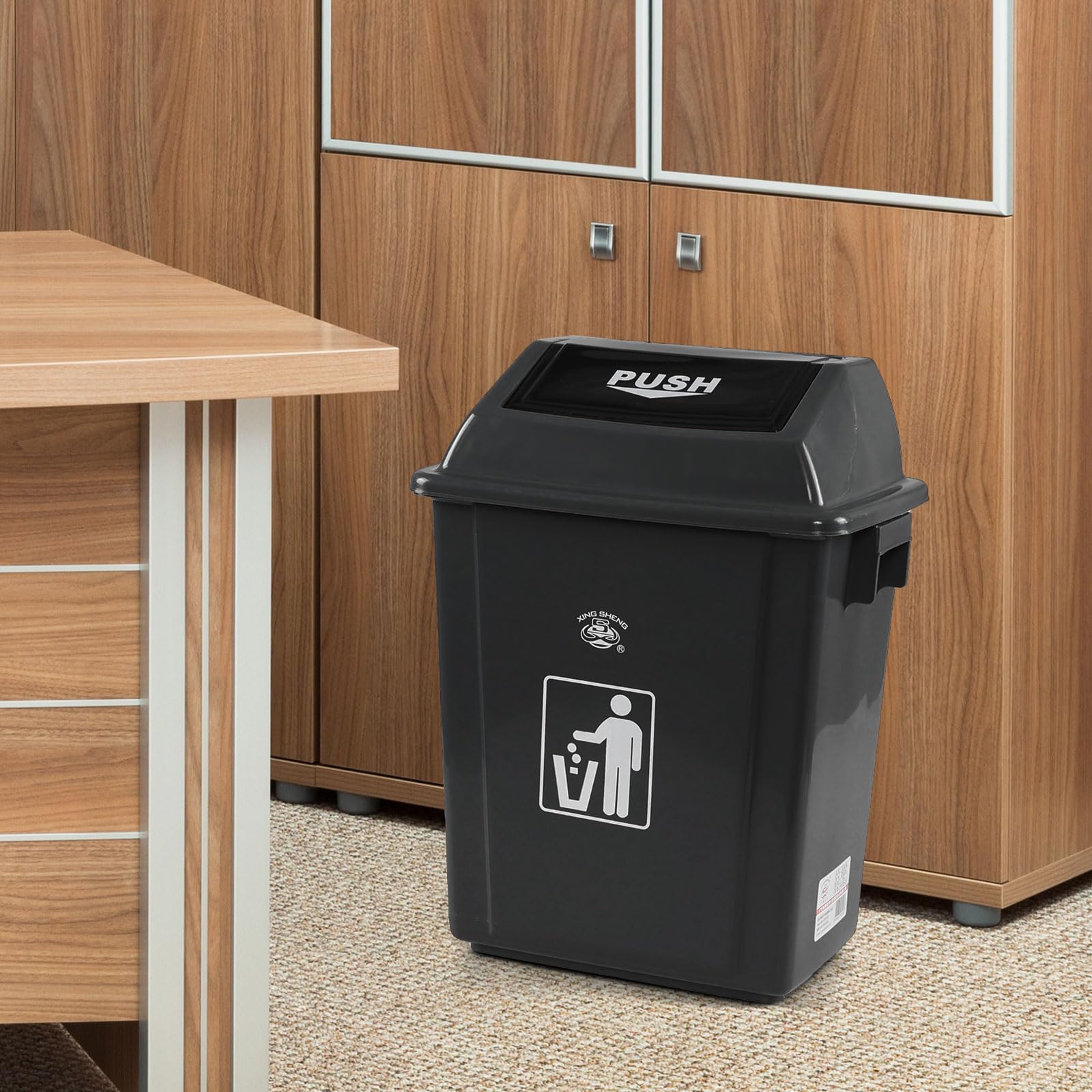 4 Pack Plastic Swing Lid Trash Can (4 Count)