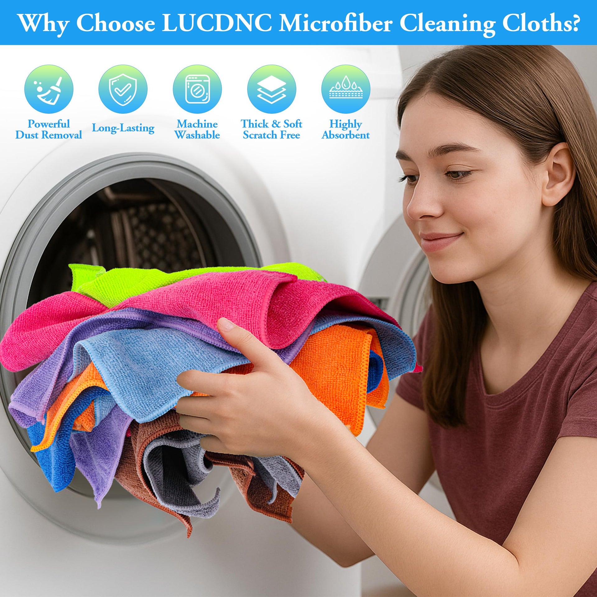 Microfiber Cleaning Cloths 16 Pack 8 Colors 11.5"x11.5" (16 Count)