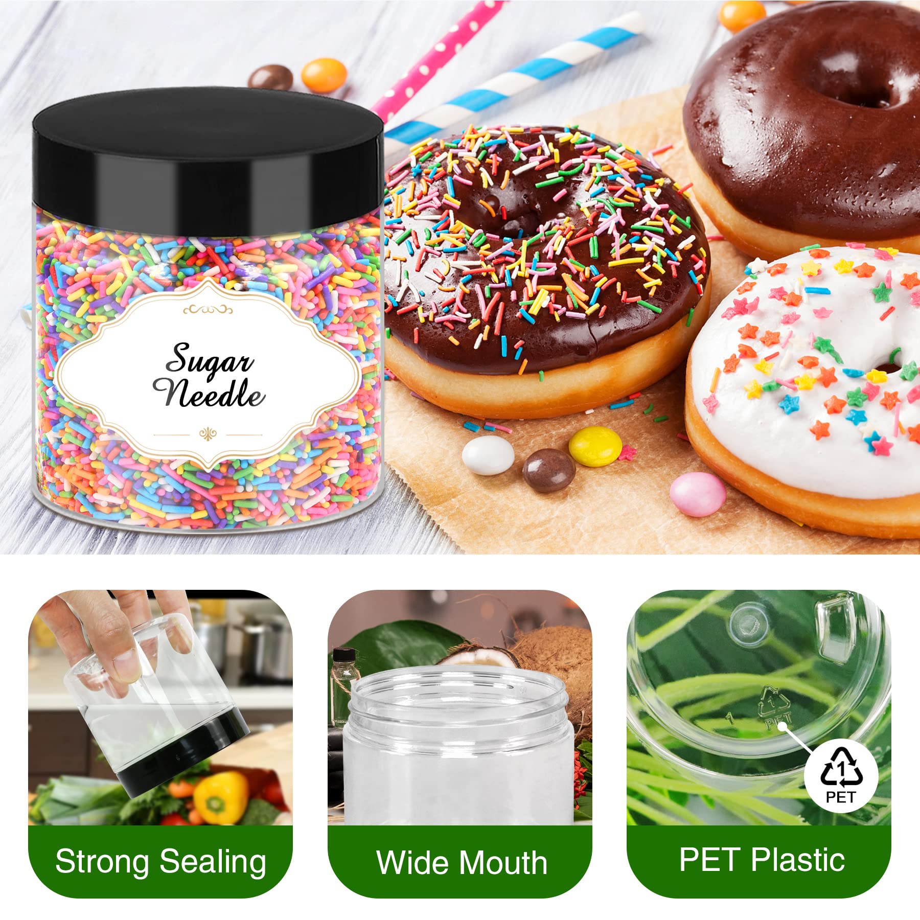 6 OZ Plastic Jars with Lids (48 Count)