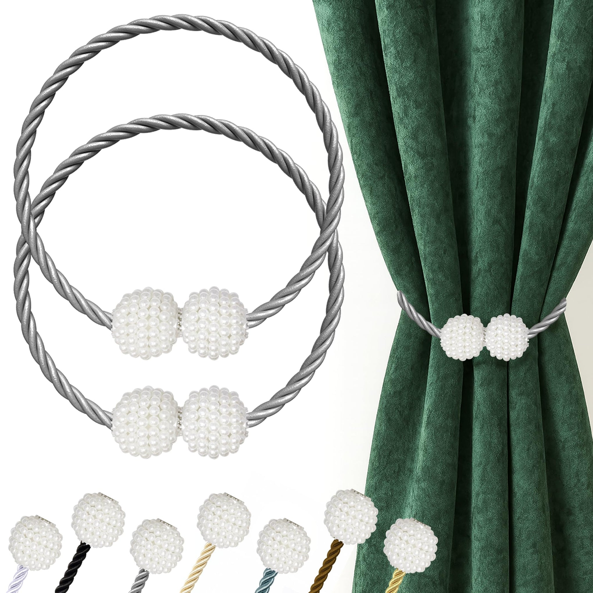 Magnetic Curtain Tiebacks Grey 2pcs (2 Count)