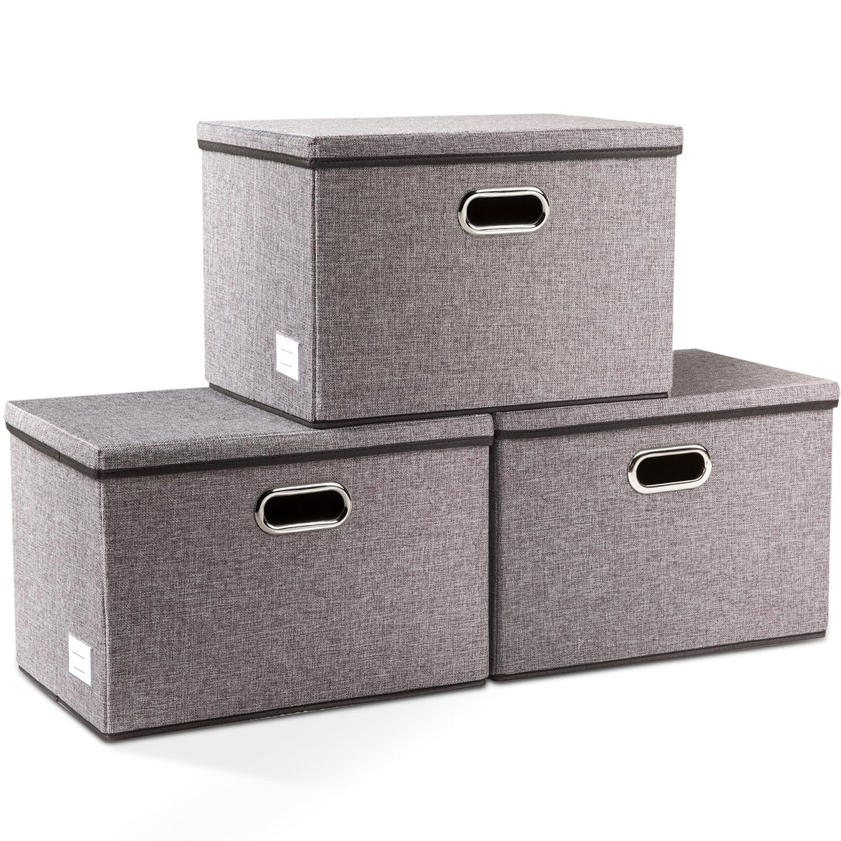 Large Collapsible Storage Bins with Lids [3 (3 Count)
