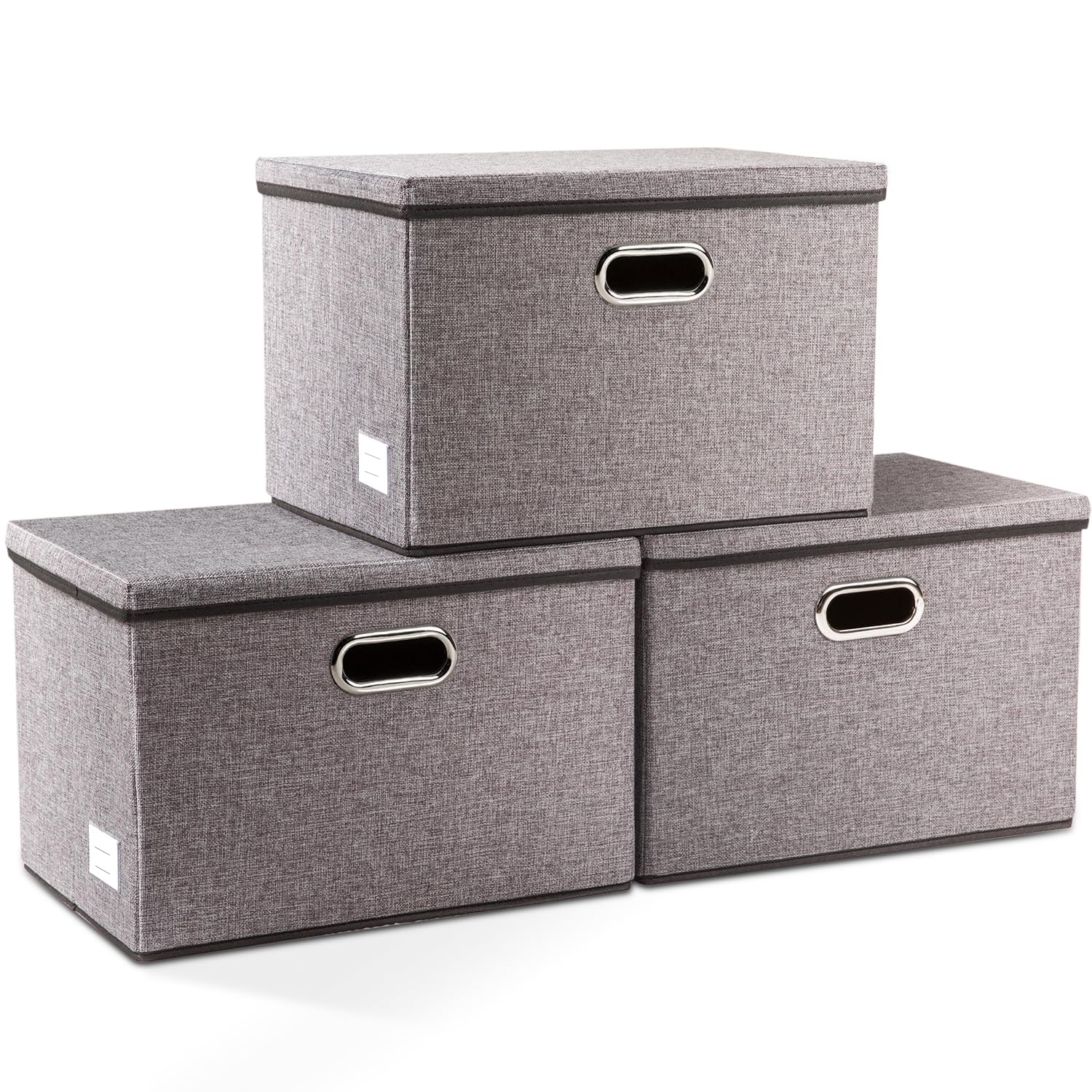 Large Collapsible Storage Bins with Lids [3 (3 Count)
