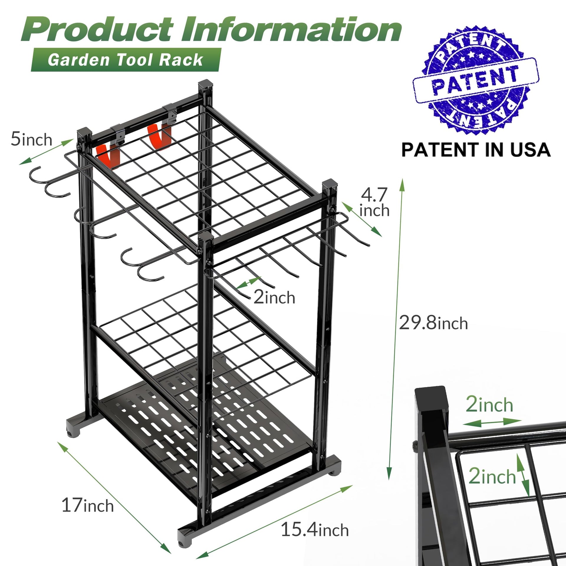 Garden Tool Organizer Rack Up to 50 Tools