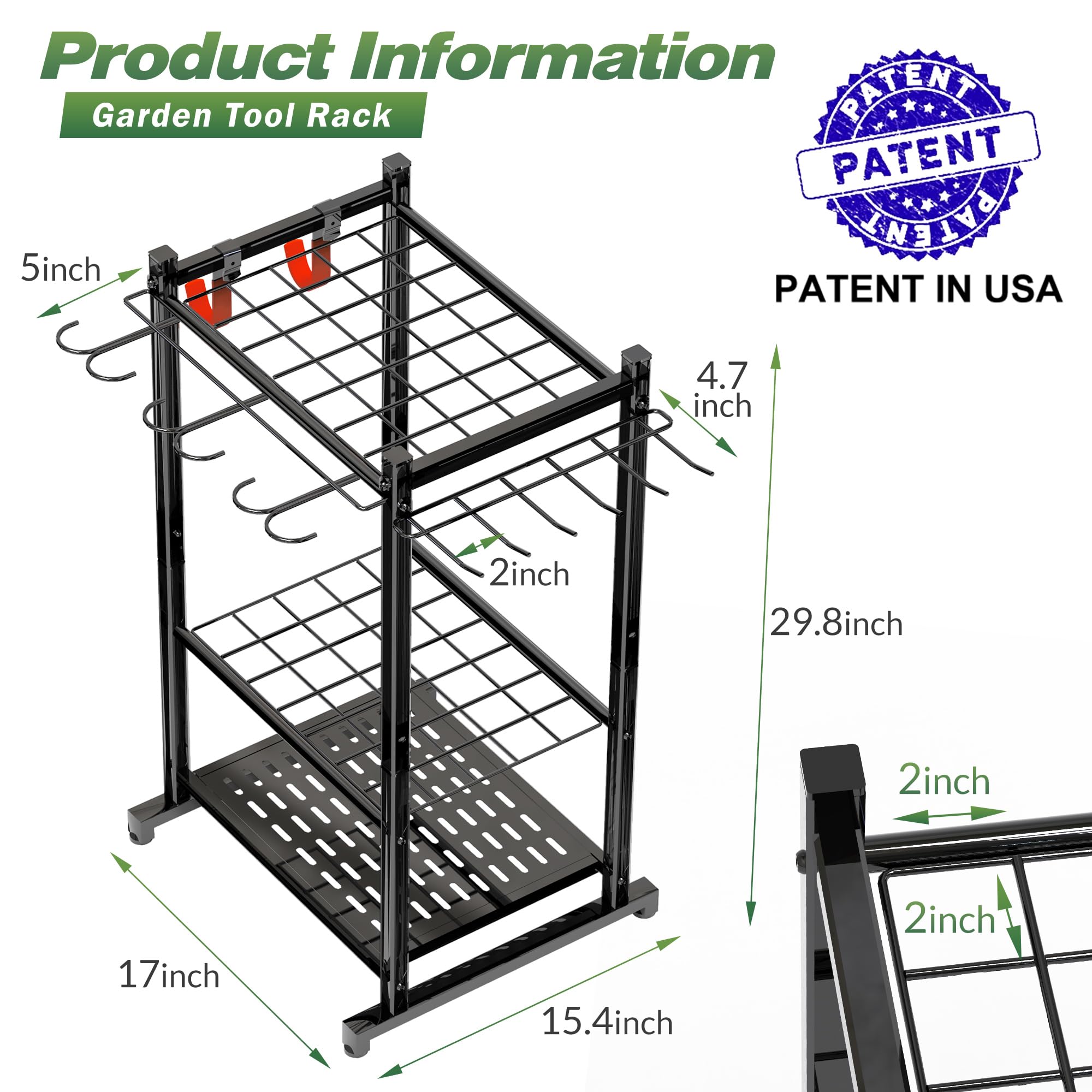 Garden Tool Organizer Rack Up to 50 Tools