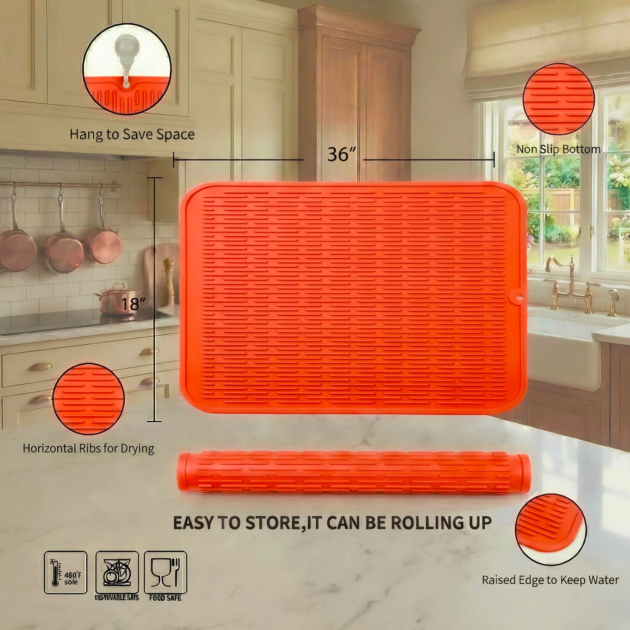 Silicone Dish Drying Mat for Multiple Usage