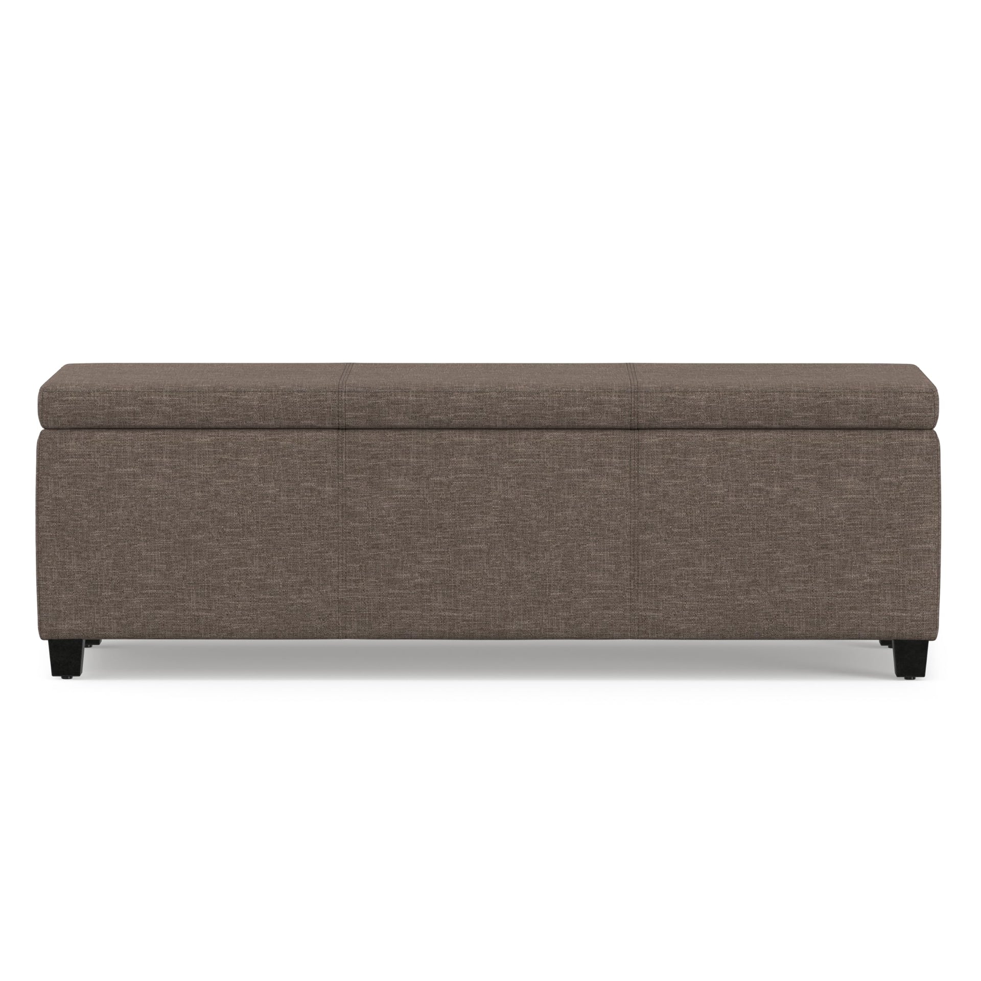Avalon 48" Wide Linen Look Fabric Storage Ottoman in Fawn Brown