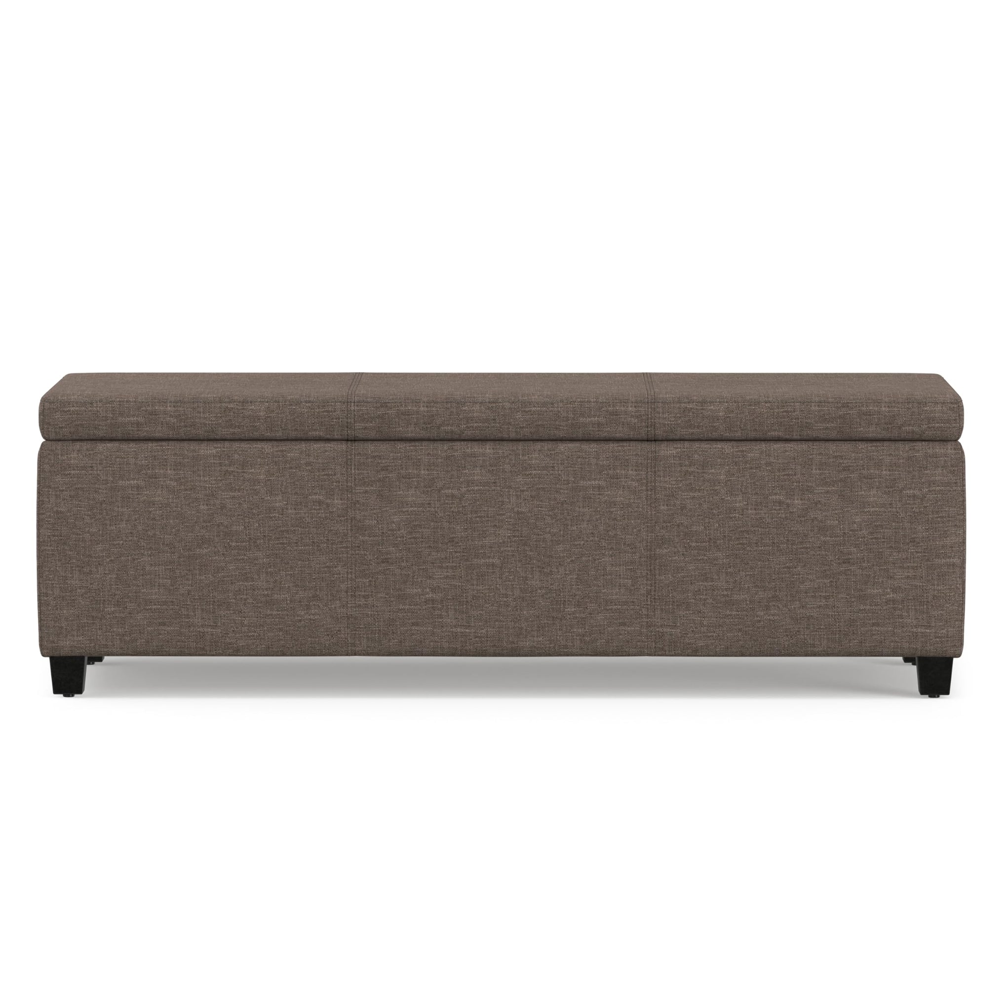 Avalon 48" Wide Linen Look Fabric Storage Ottoman in Fawn Brown