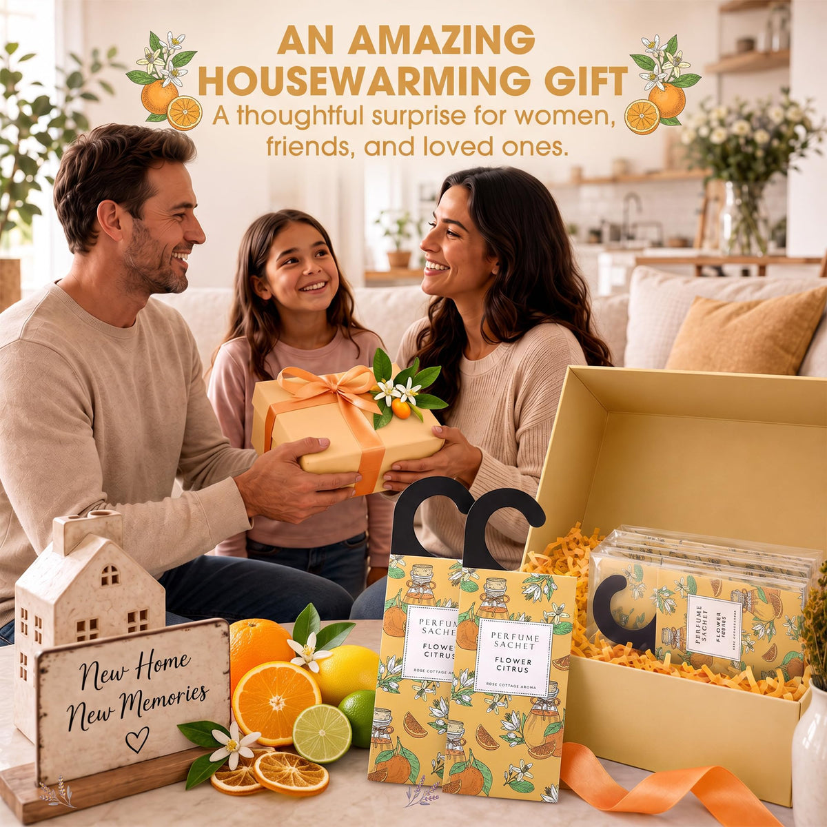 Large 12 Packs Flower Citrus Hanging Scented Sachets Long (12 Count)