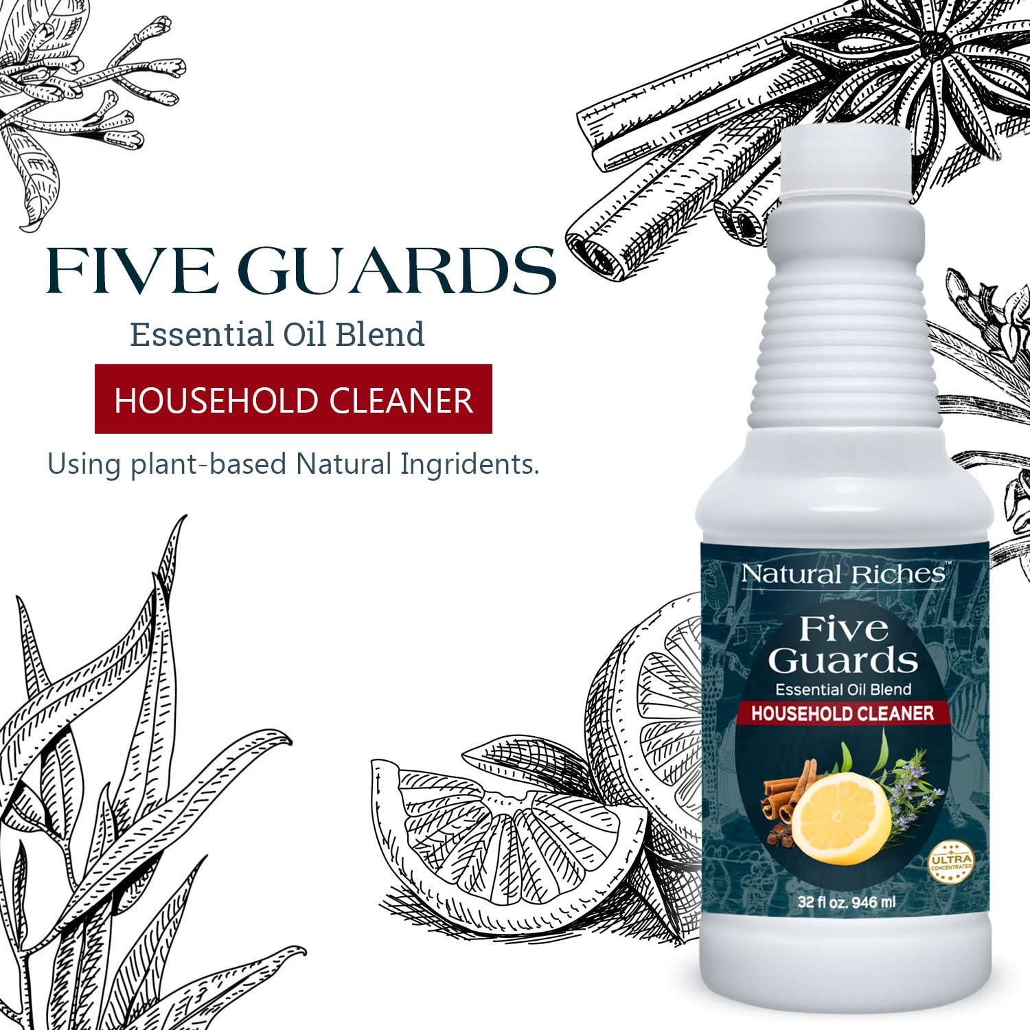 Five Guards Household Cleaner Concentrate 32 Fl Oz