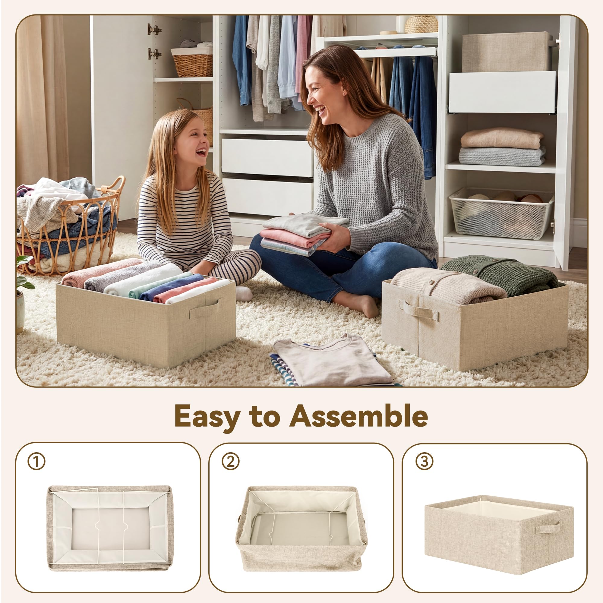 Storage Baskets with Metal Frame (2 Count)