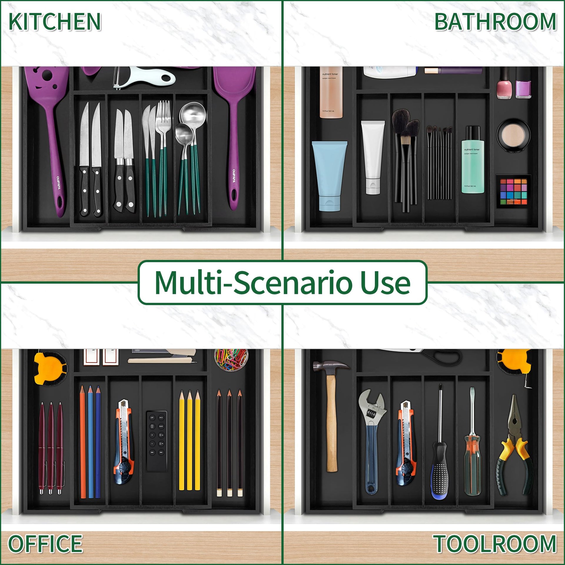 Bamboo Silverware Drawer Organizer