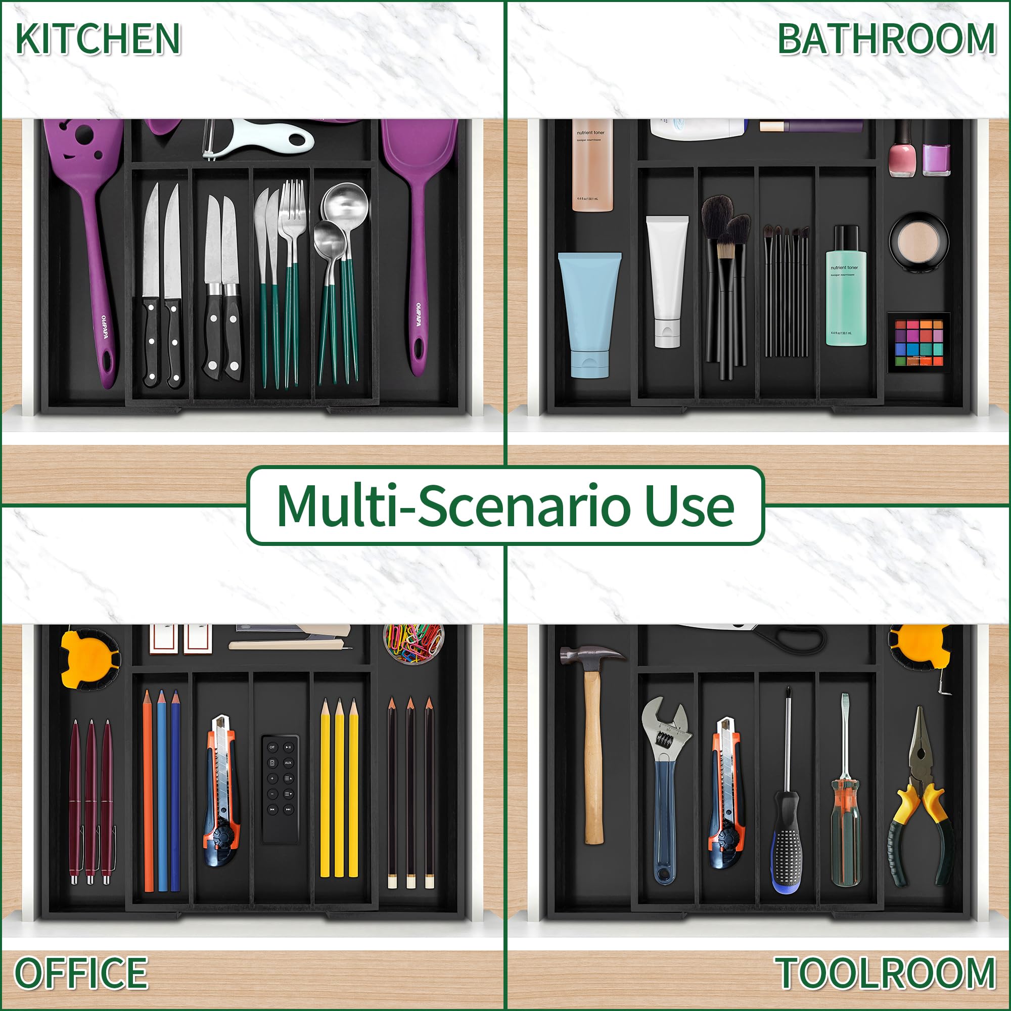 Bamboo Silverware Drawer Organizer