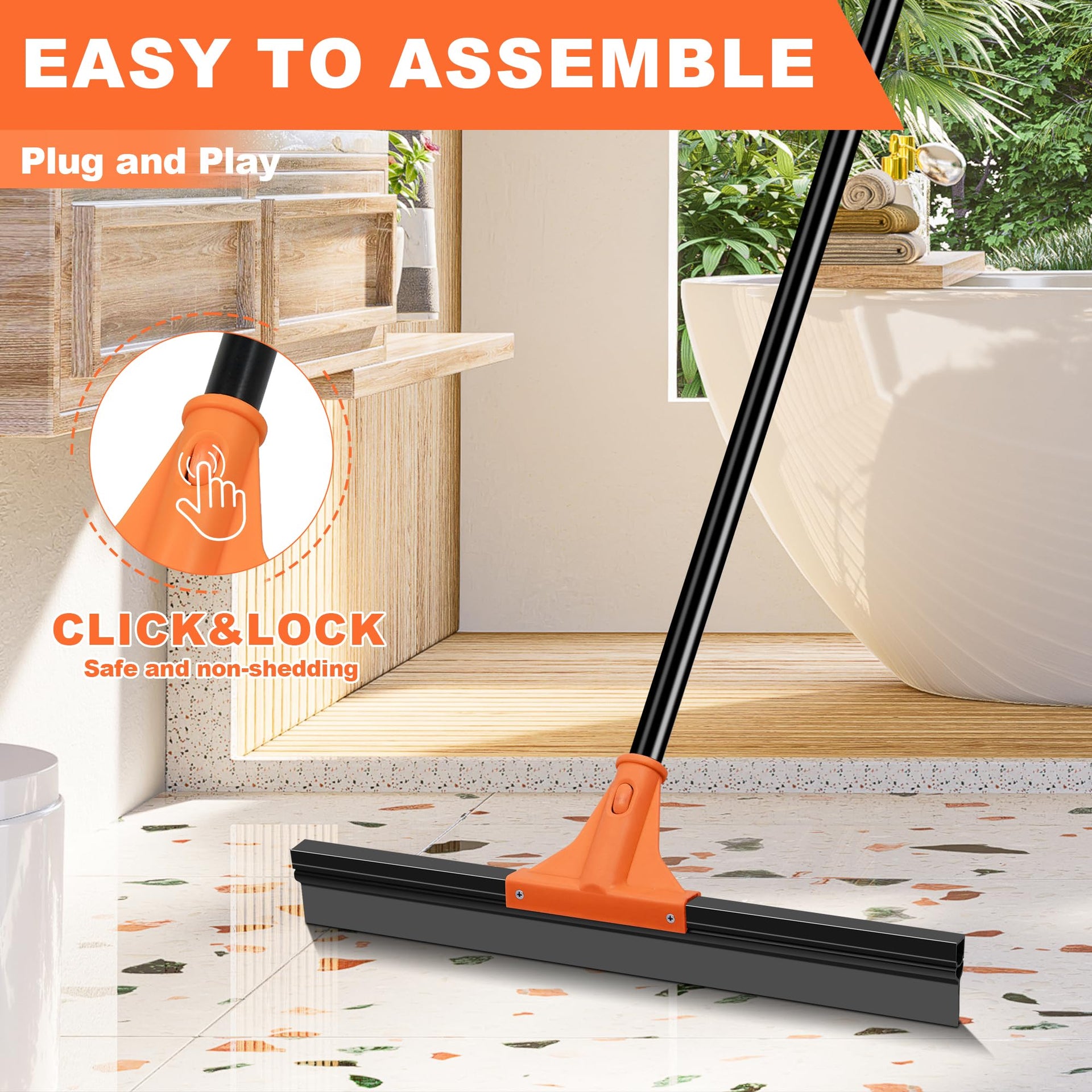 Floor Squeegee Heavy Duty with 58.3 inches Long Handle