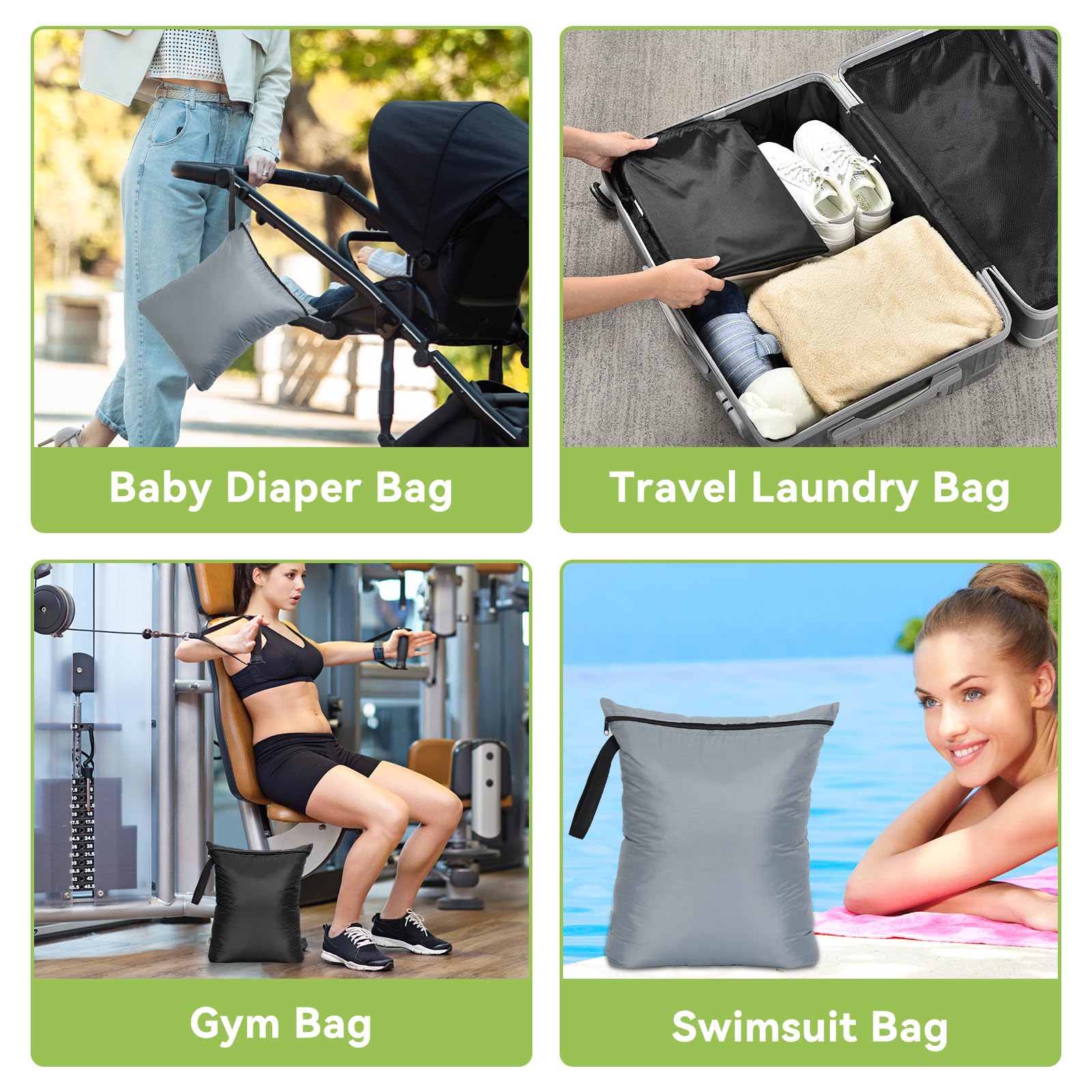 2PCS Wet Bags 16x20 inch Medium Wet Dry Bag for Swimsuit and Towels Waterproof Beach Swimming Bag (2 Count)