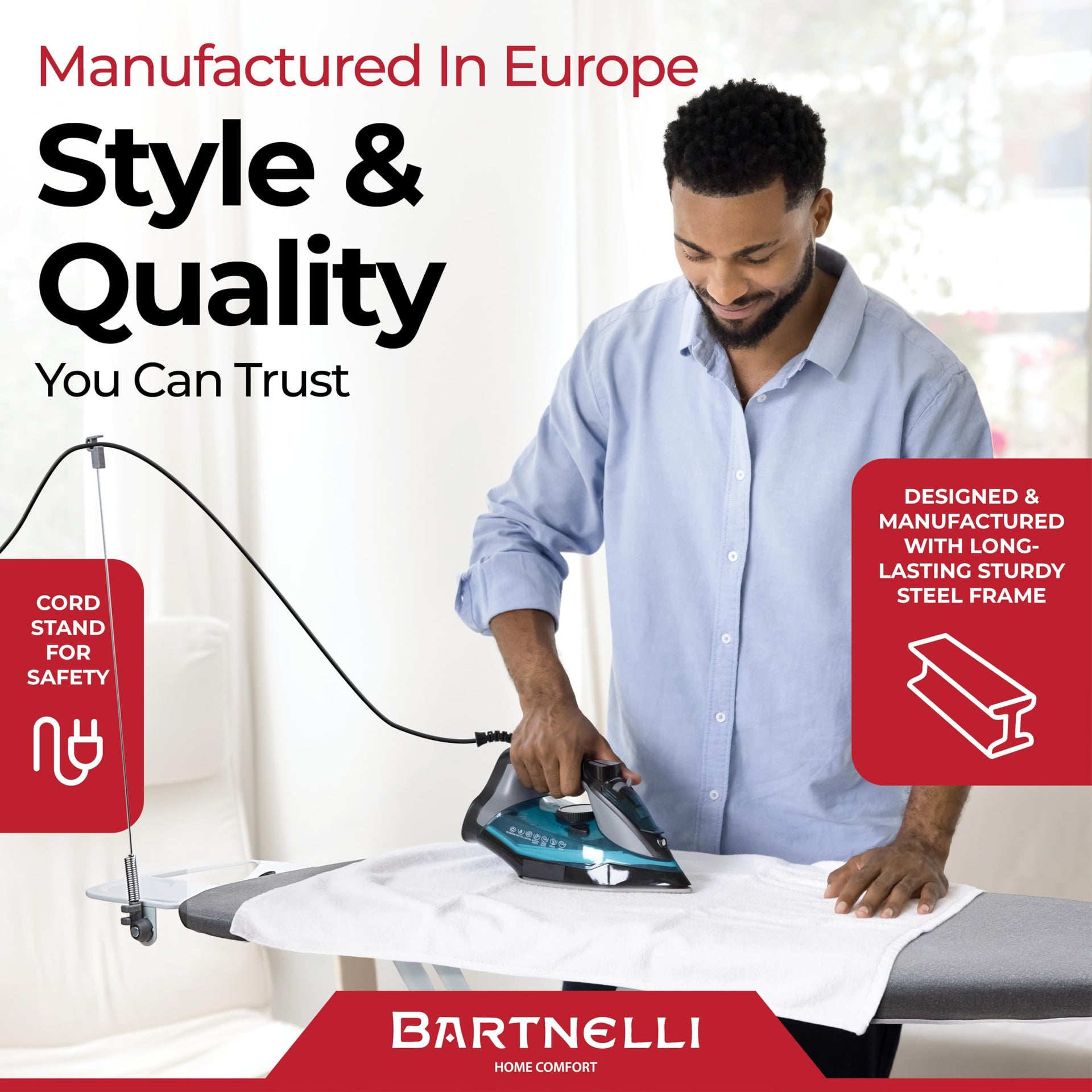Extra Wide Pro Ironing Board 19x48 Ironing Surface with Iron Rest
