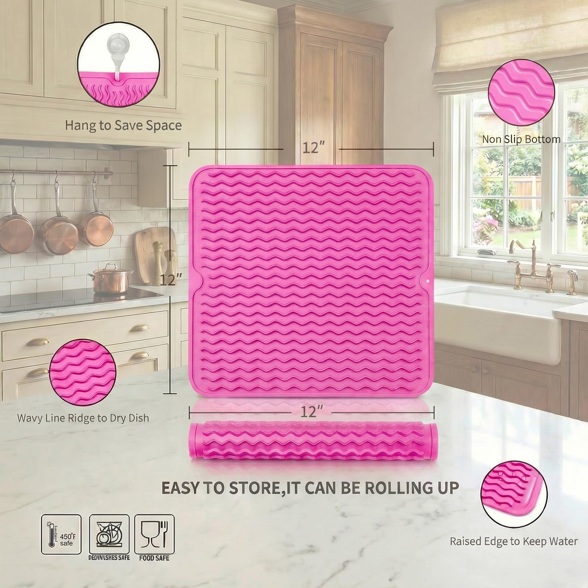 Silicone Dish Drying Mat for Multiple Usage