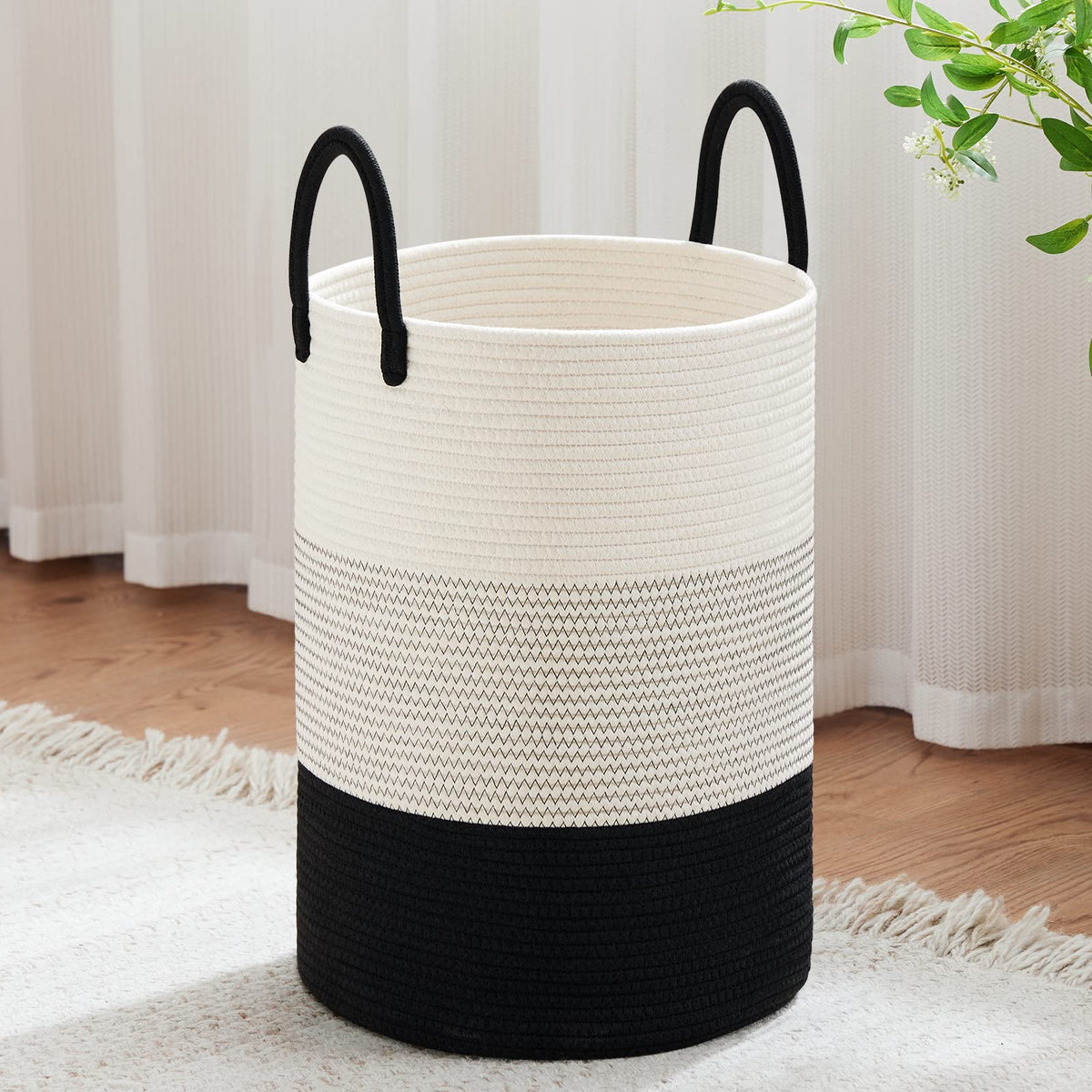 58L Tall Woven Laundry Basket Hamper