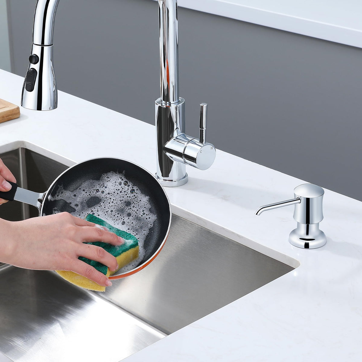 Soap Dispenser for Kitchen Sink Chrome Upgrade Built