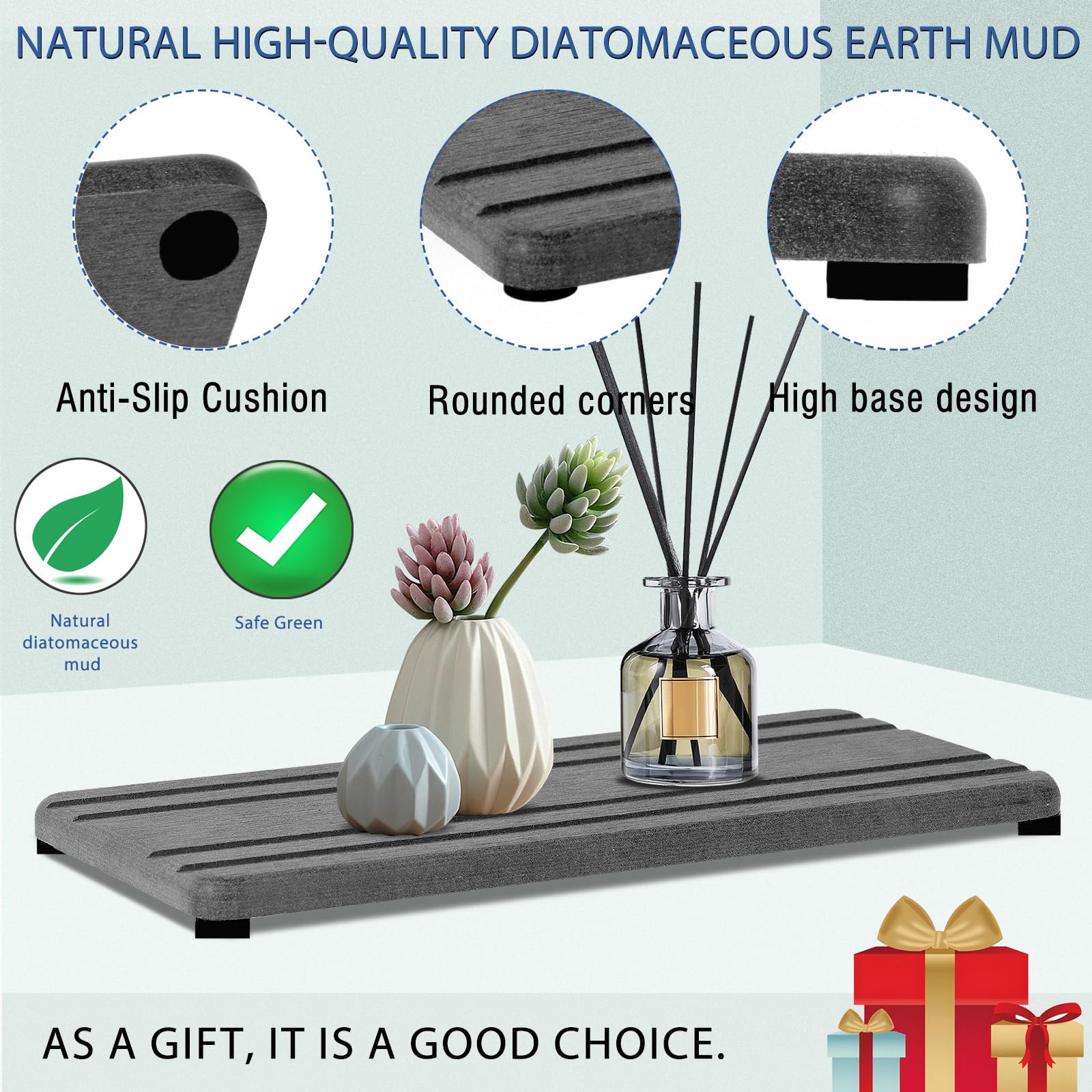 2PCS Water Absorbing Stone Tray (2 Count)