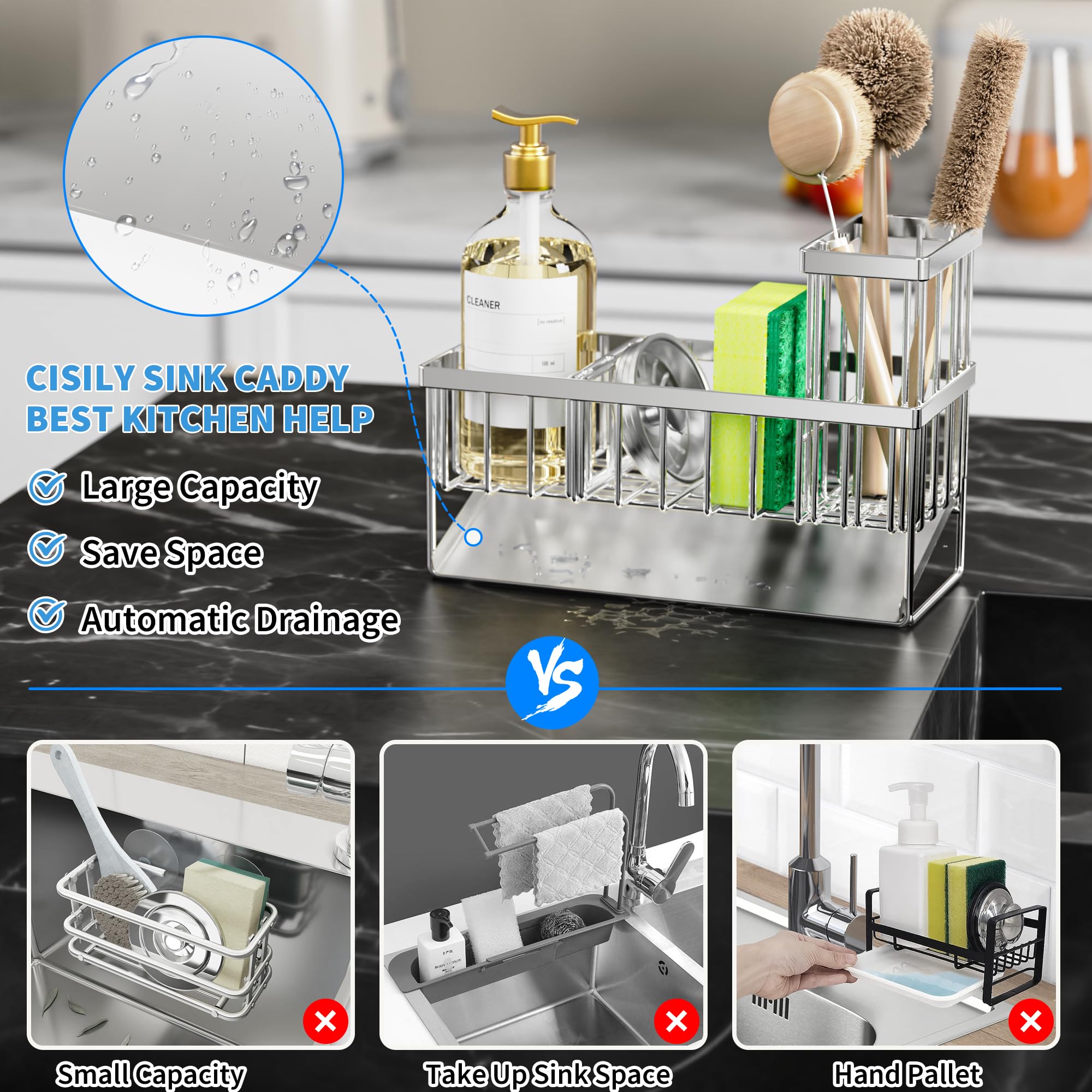 Sink Caddy Sponge Holder for Kitchen