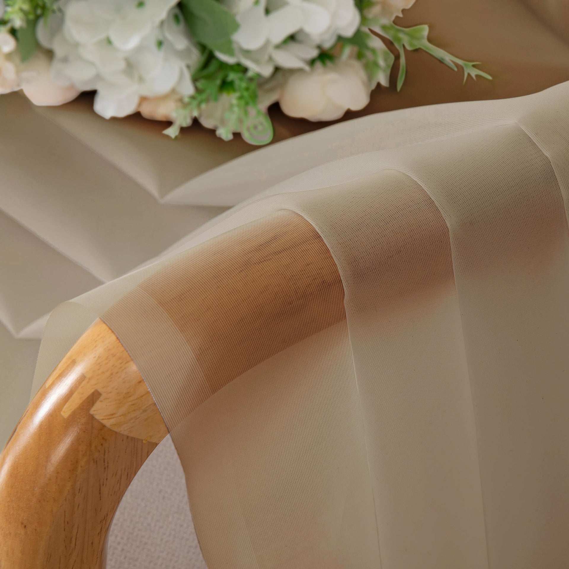Taupe Sheer Curtains 45 Inch Long 2 Panels (2 Count)